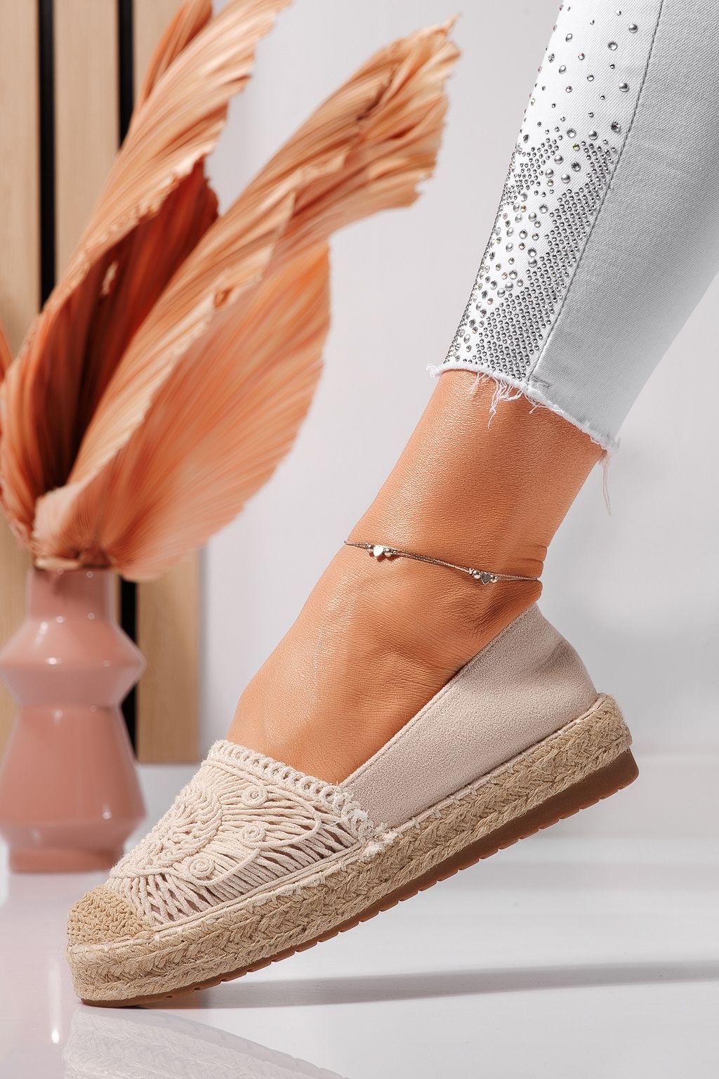 Női espadrillek bézs ekobőrből Emma #2454024540