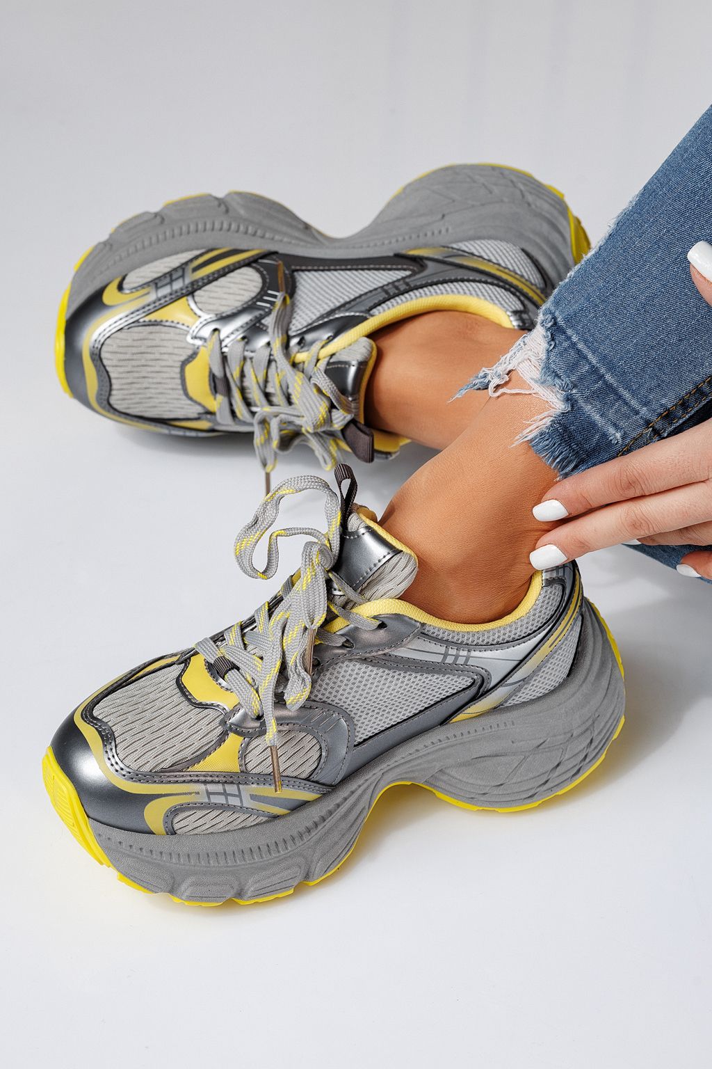 Anita Női Sportcipő Sárga Textil Anyagból #24547