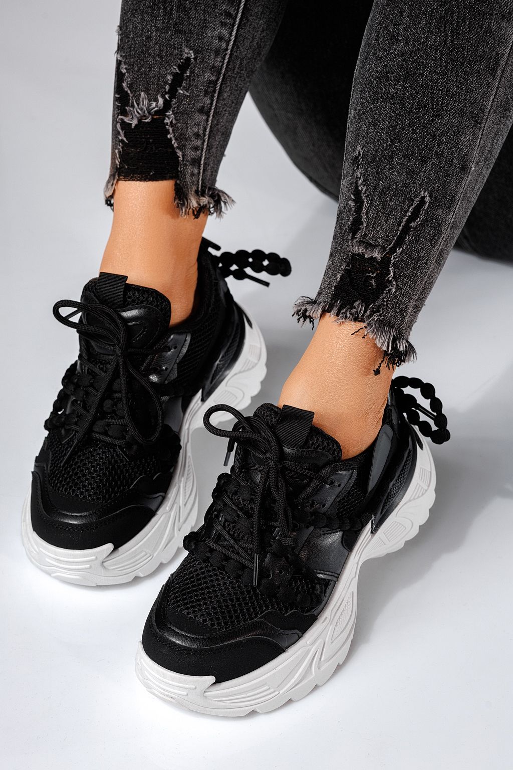 Evi Női Sportcipő Fekete Ökológiai Bőrből #24550