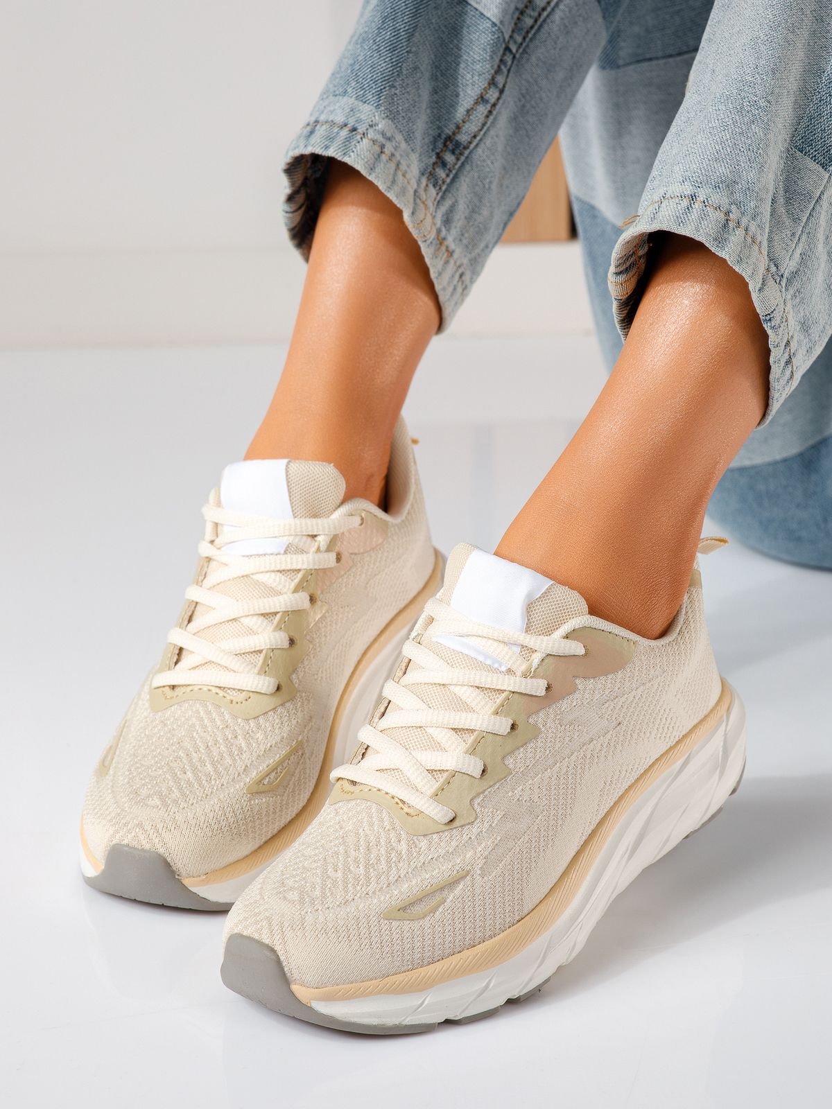 Luisa Női Sportcípő Bézs Textil Anyagból #24559