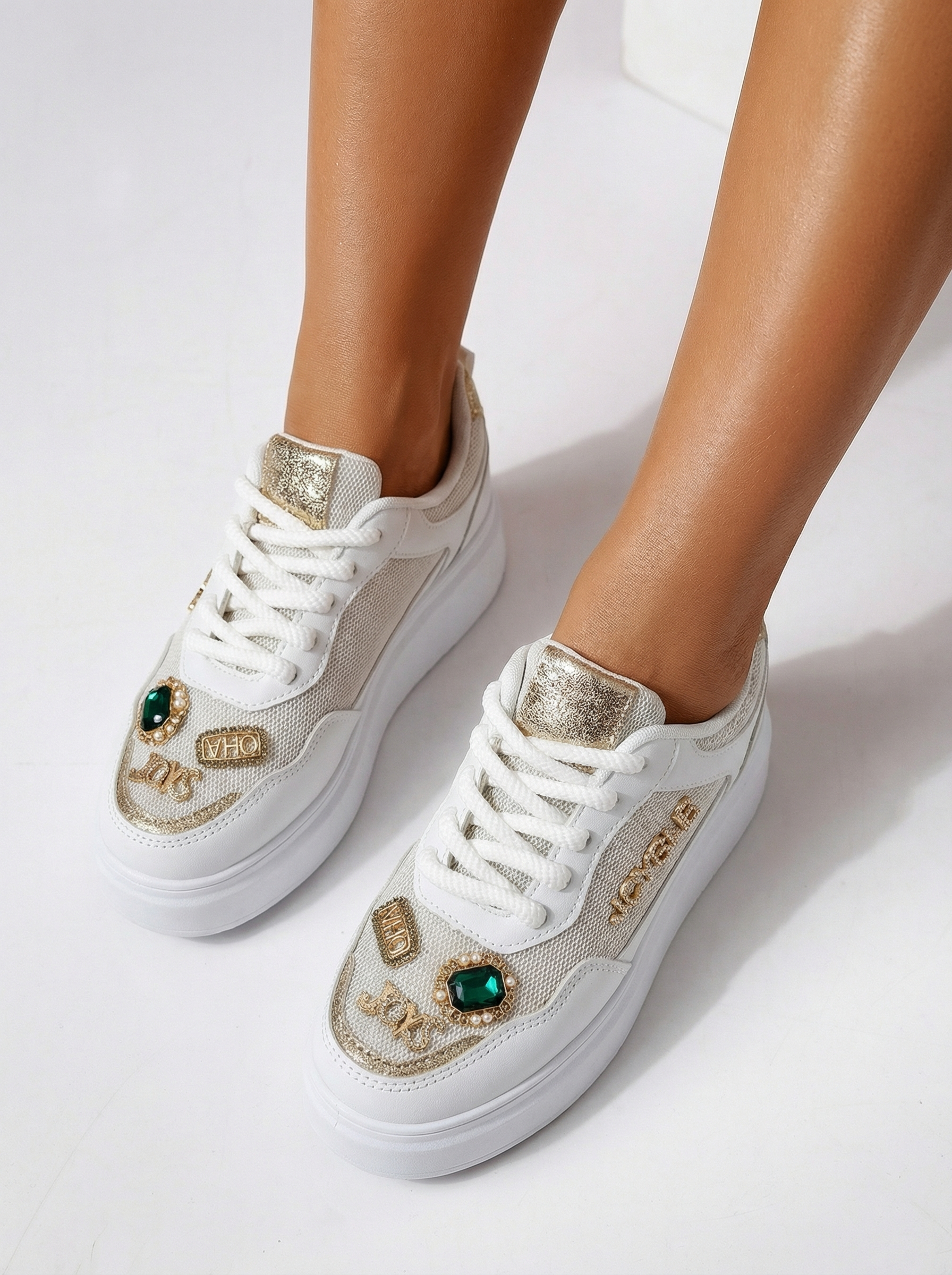 Női fehér sportcipő ekológikus bőrből Margot #24519