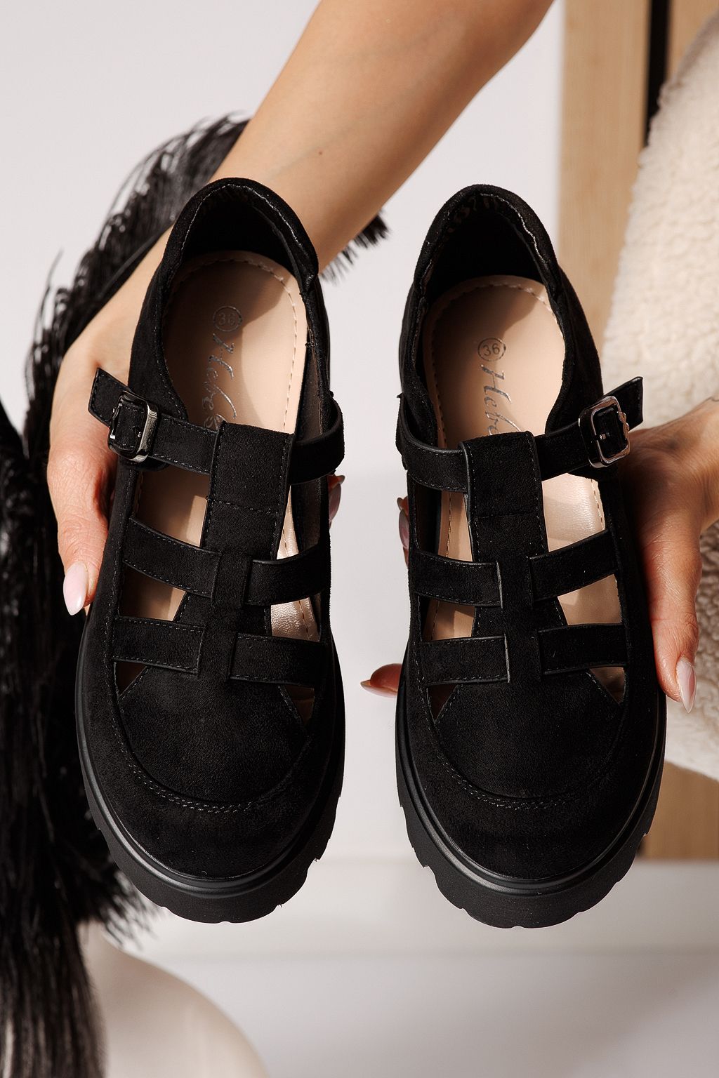 Zinnia Női Alkalmi Cipő Fekete Velúr Ökológiai Bőrből #24563