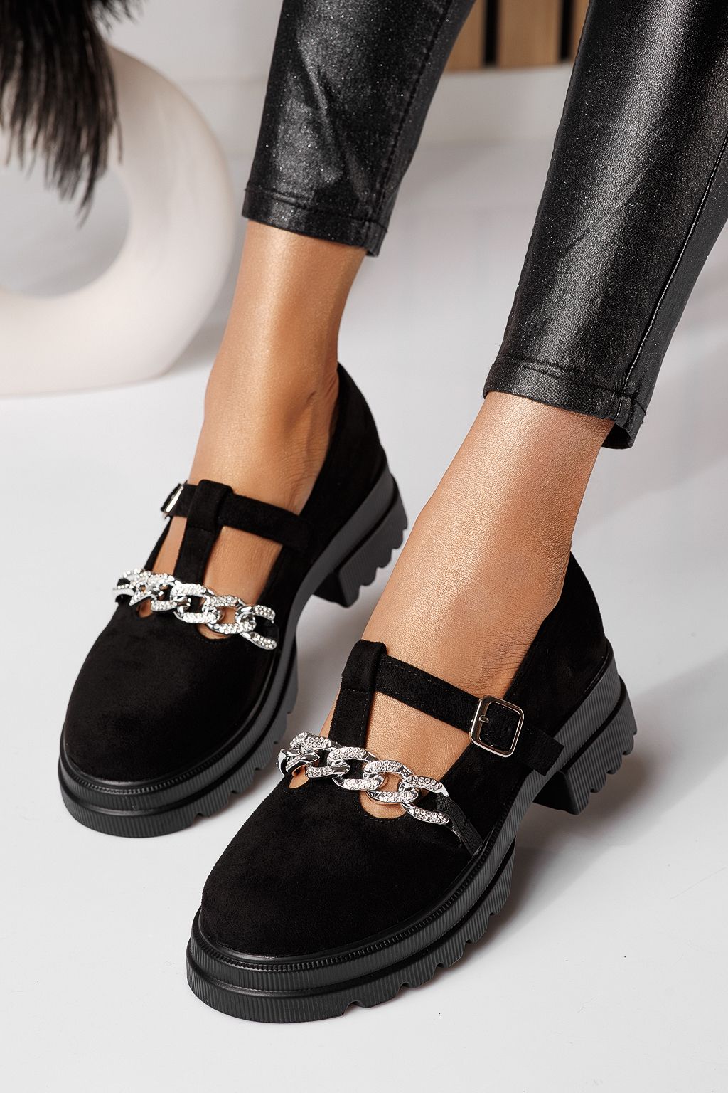 Vespera Női Alkalmi Cipő Fekete Velúr Ökológiai Bőrből #24566