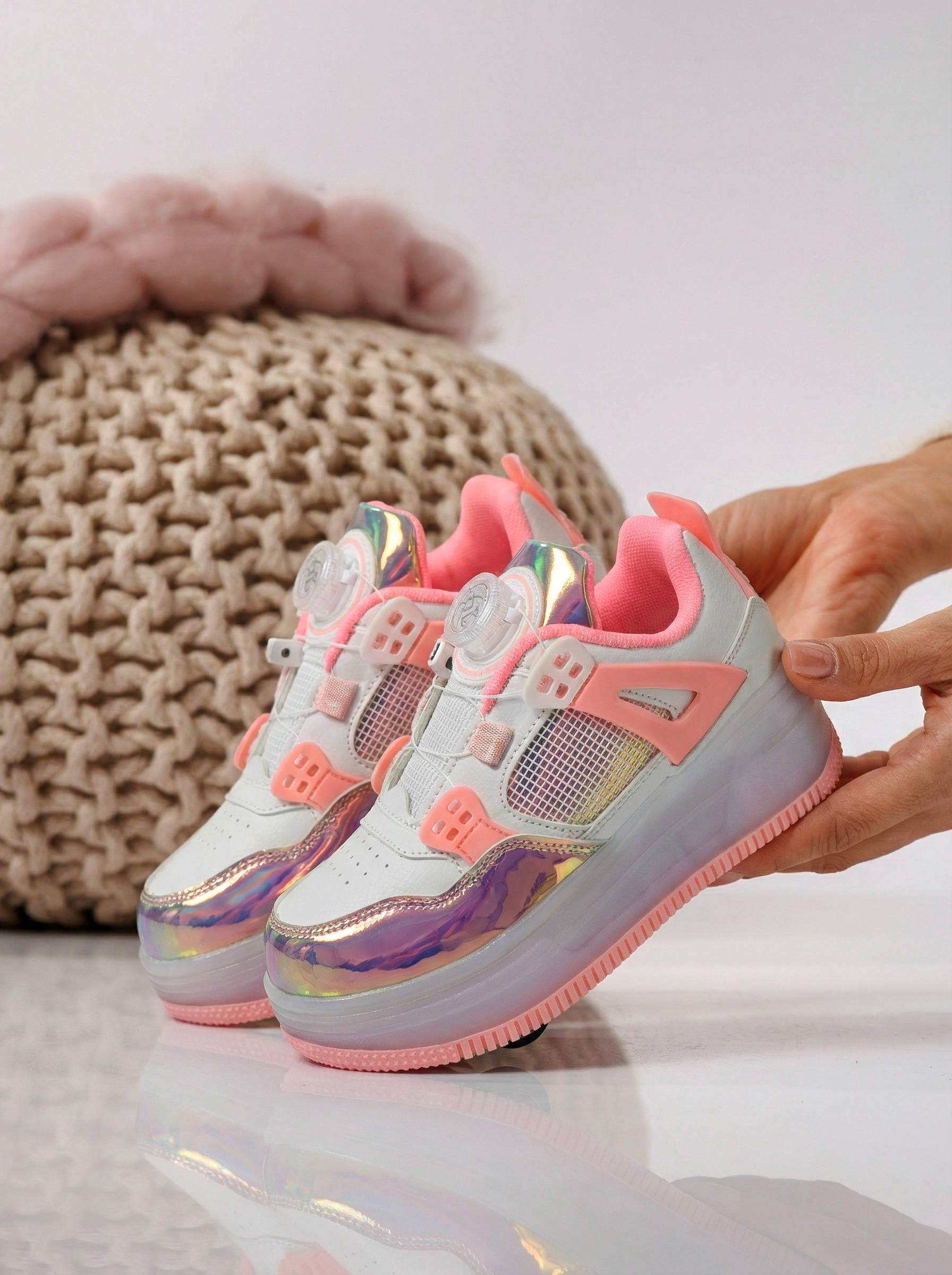 Rózsaszín ekológikus bőr roller tornacipő Helys2 #24572