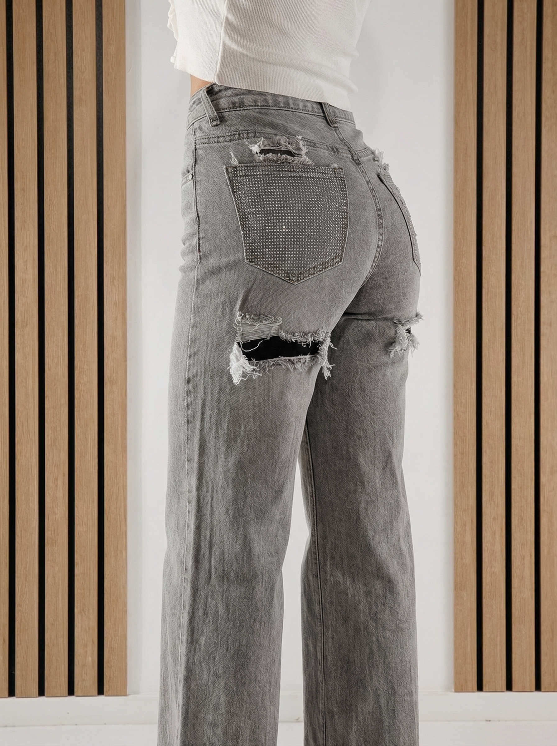 Női Wide Leg farmernadrág Maria szürke #A1392