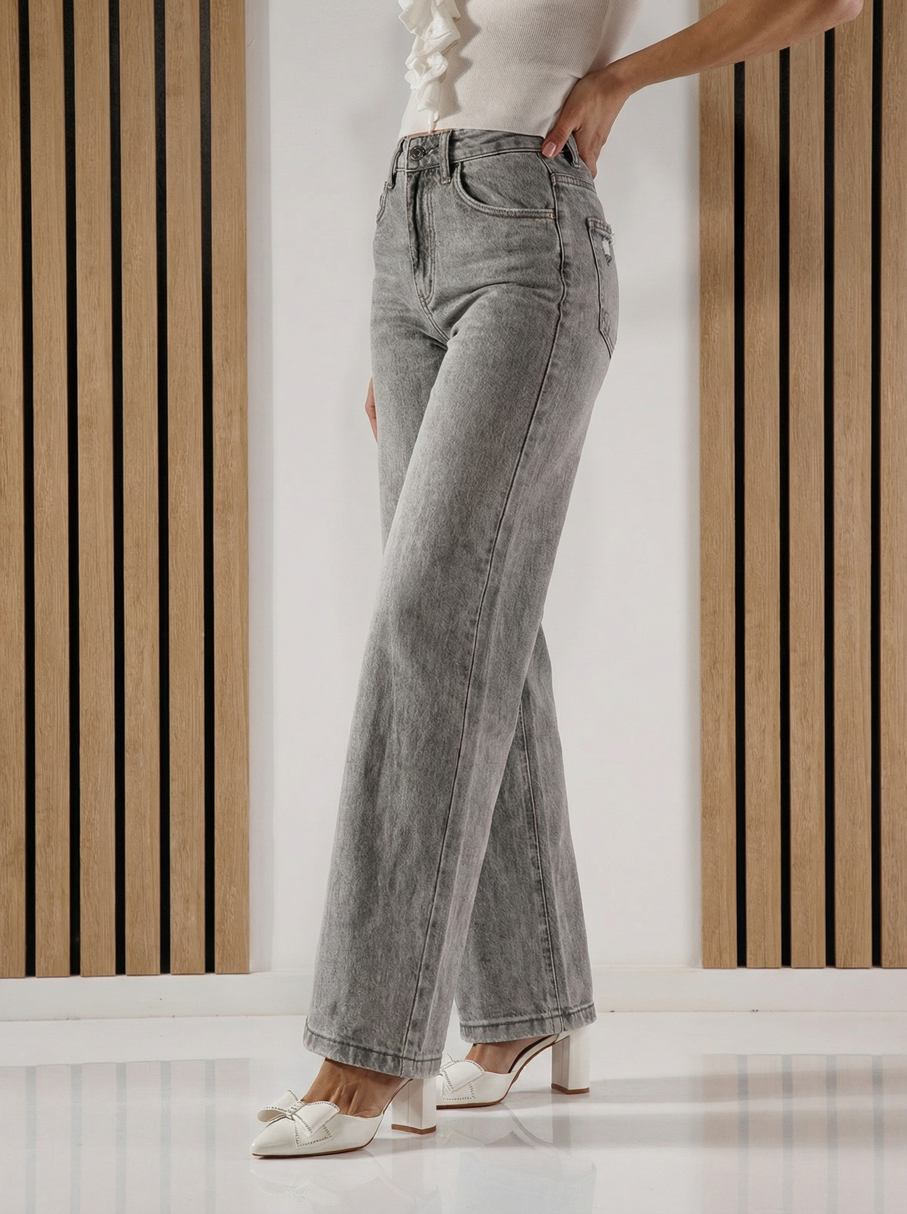 Női Wide Leg farmernadrág Maria szürke #A1392