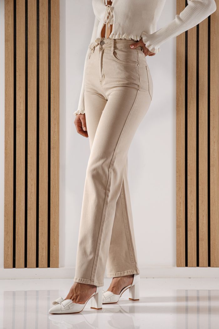 Női trapéz farmer Darcy bézs #A1404