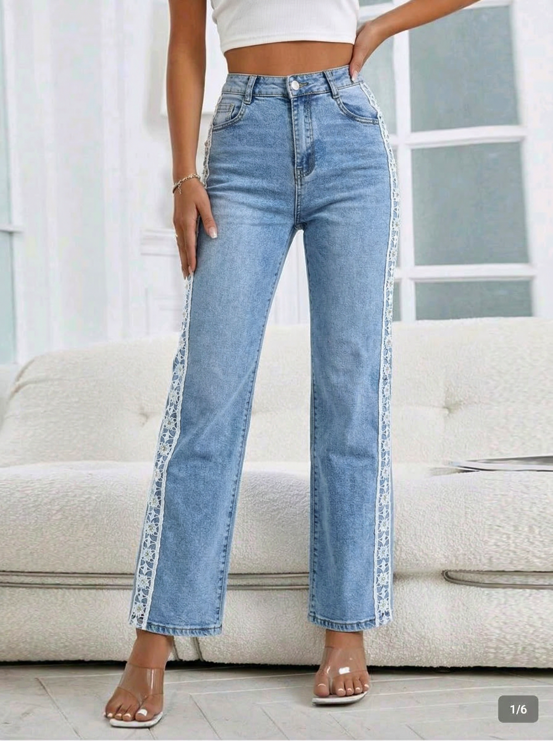 Női trapéz farmer Ginger kék #A1410