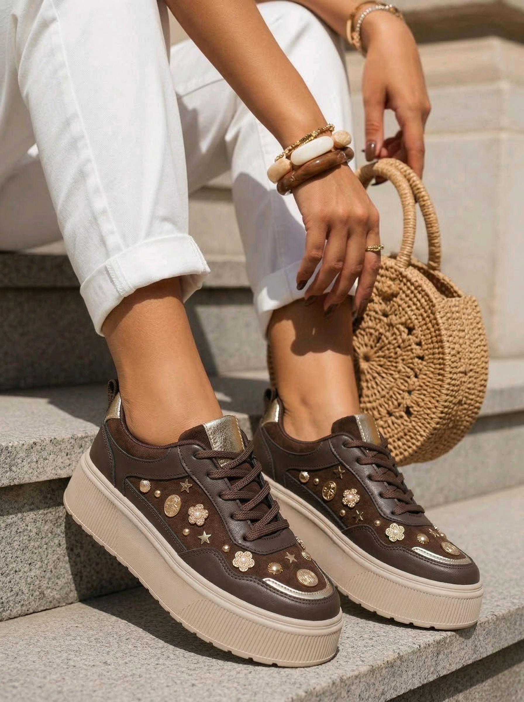 Női barna velúr ekológikus bőr tornacipő Diana2 #24599