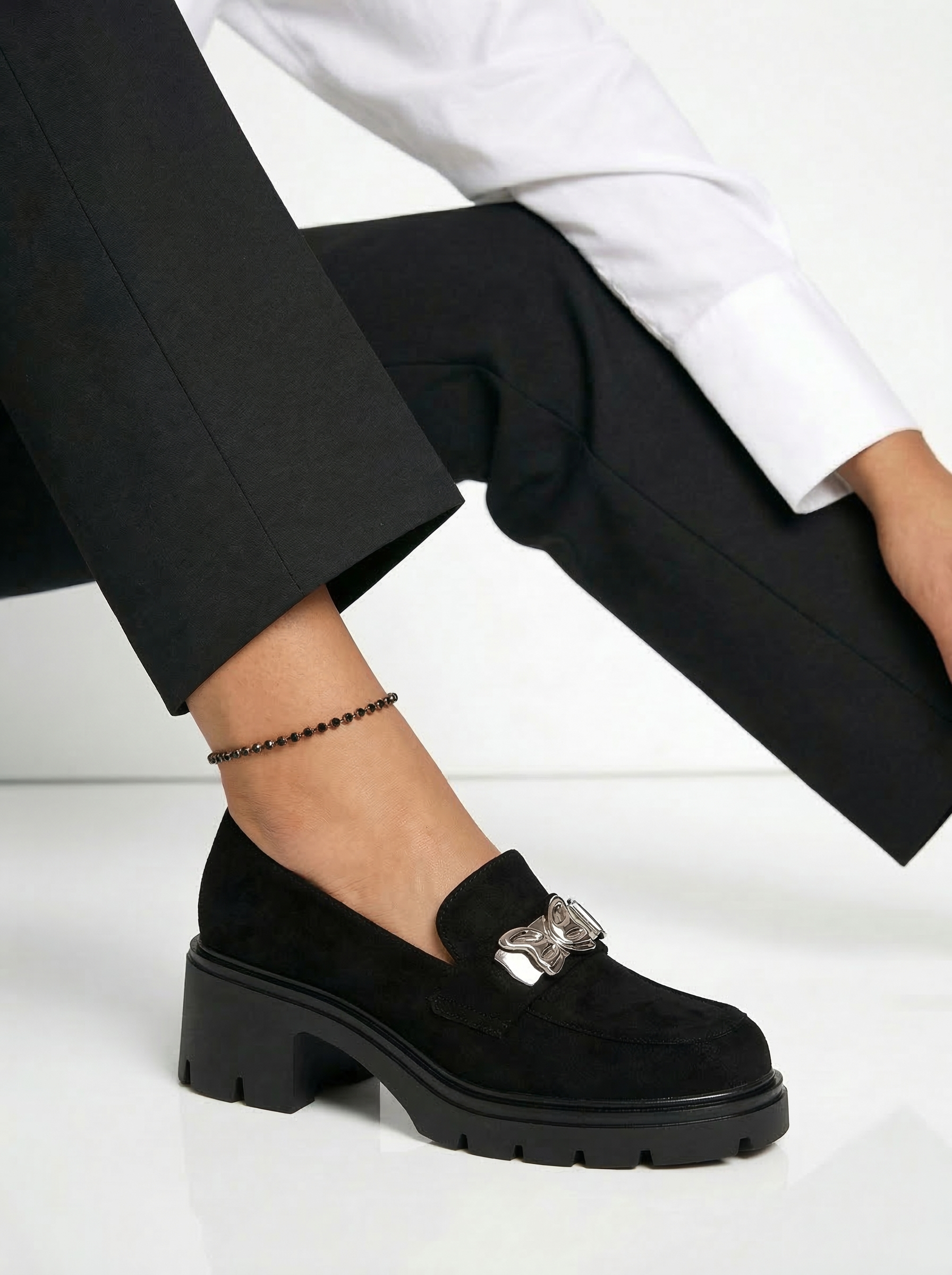 Jenica Női Alkalmi Cipő Fekete Ökológiai Velúr Lakkbőr  #20782