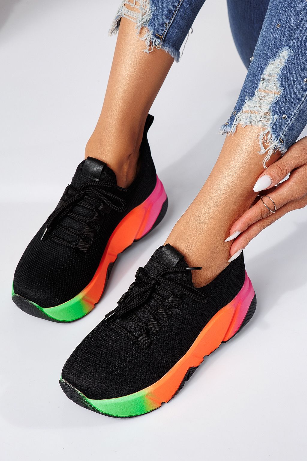 Női fekete textil tornacipő Maria #24609