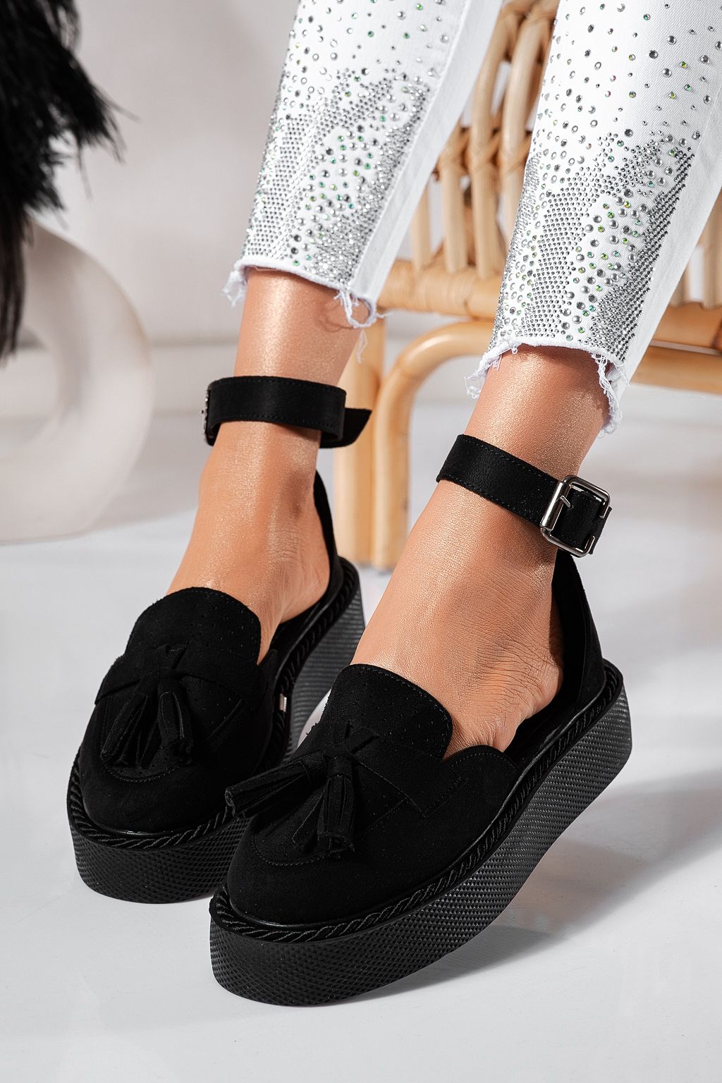 Női fekete alkalmi cipő árja ökobőrből #24611