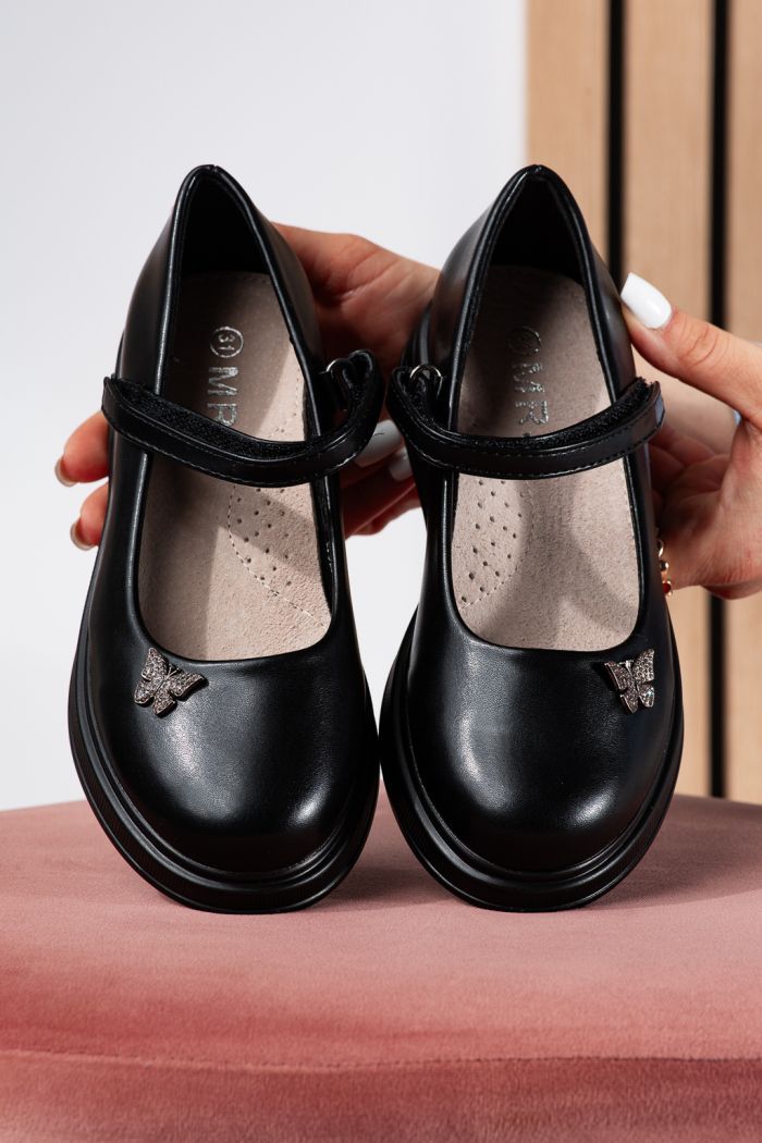 Ökobőrből készült fekete lány cipő Sara2 #24646
