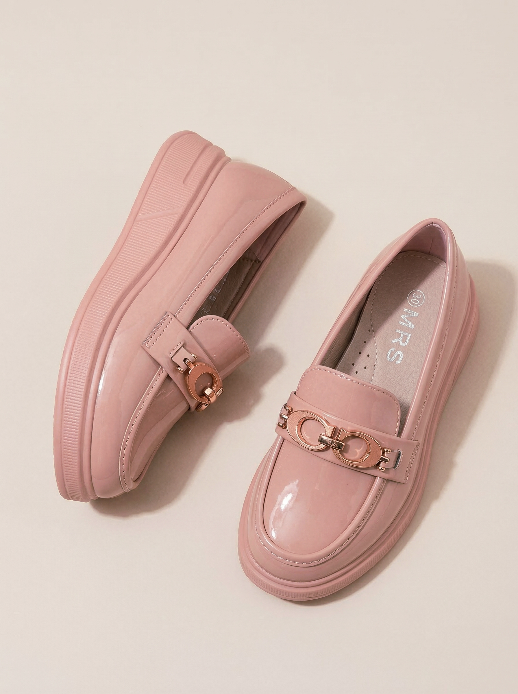 Lány Cipők rózsaszín lakkozott ökológiai bőrből készült Andreina #24628