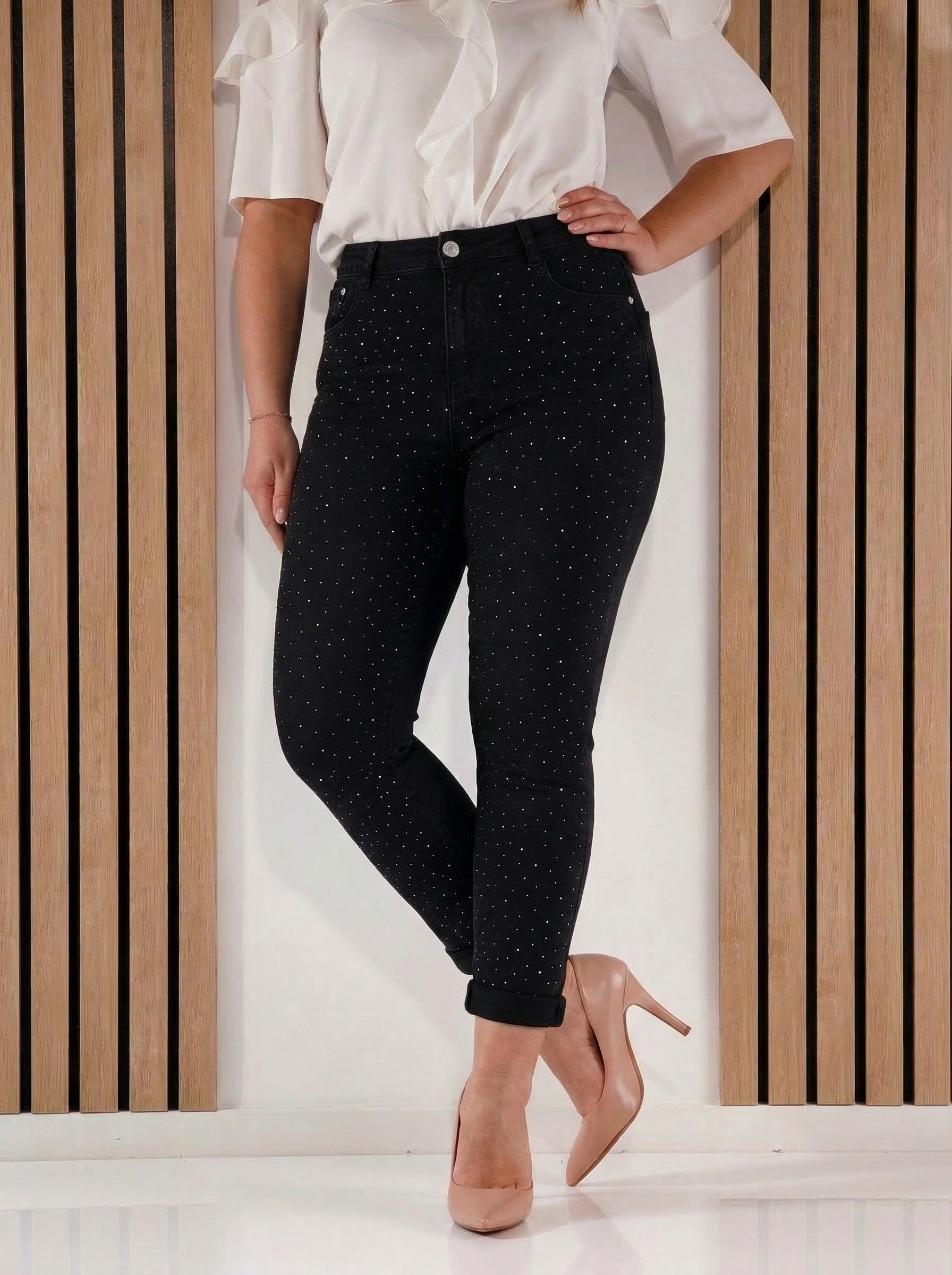 Momfit női farmernadrág Ana fekete #A1422