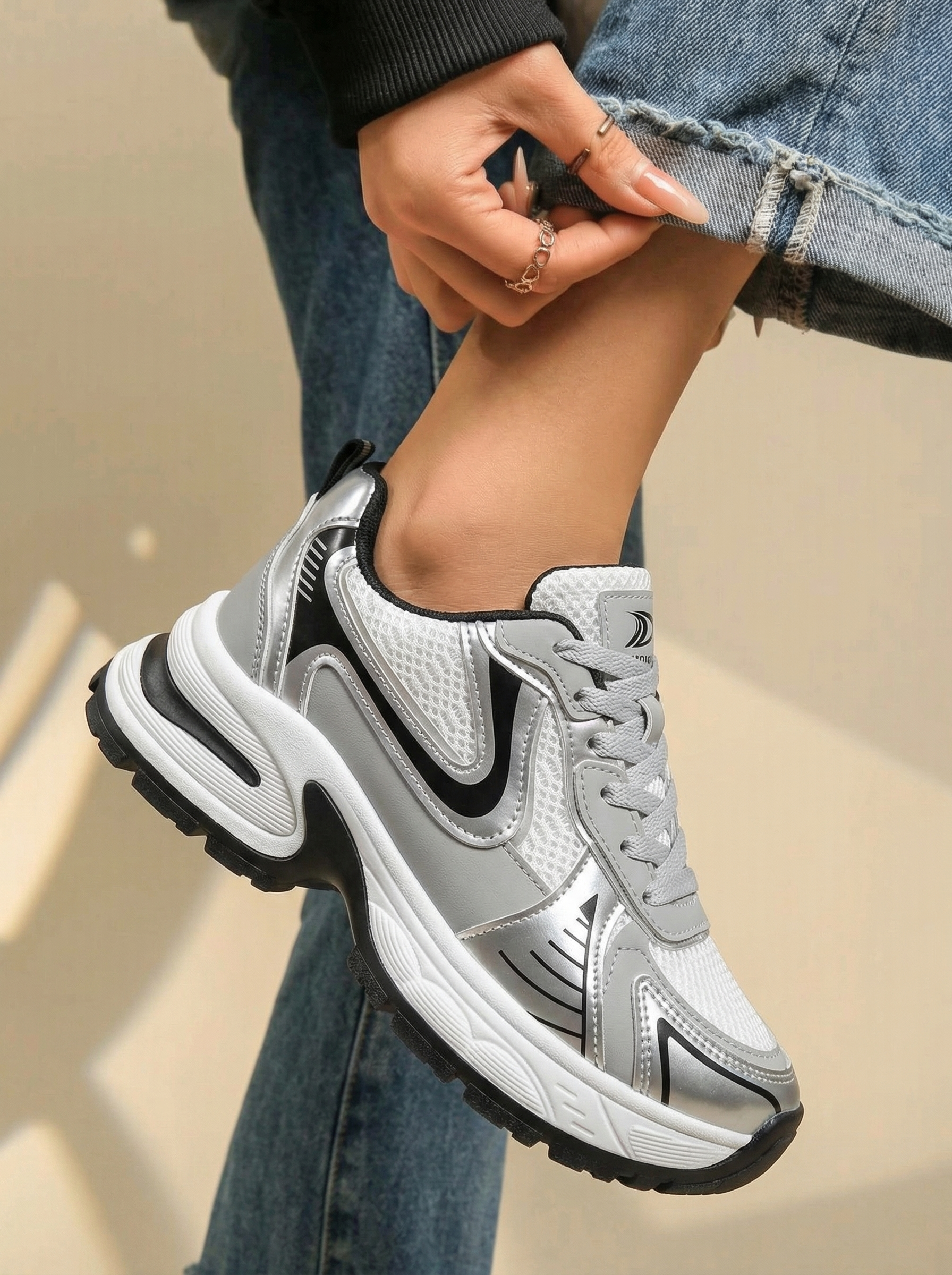 Lumi Női Sportcipő Ezüst Ökológiai Bőrből #20105