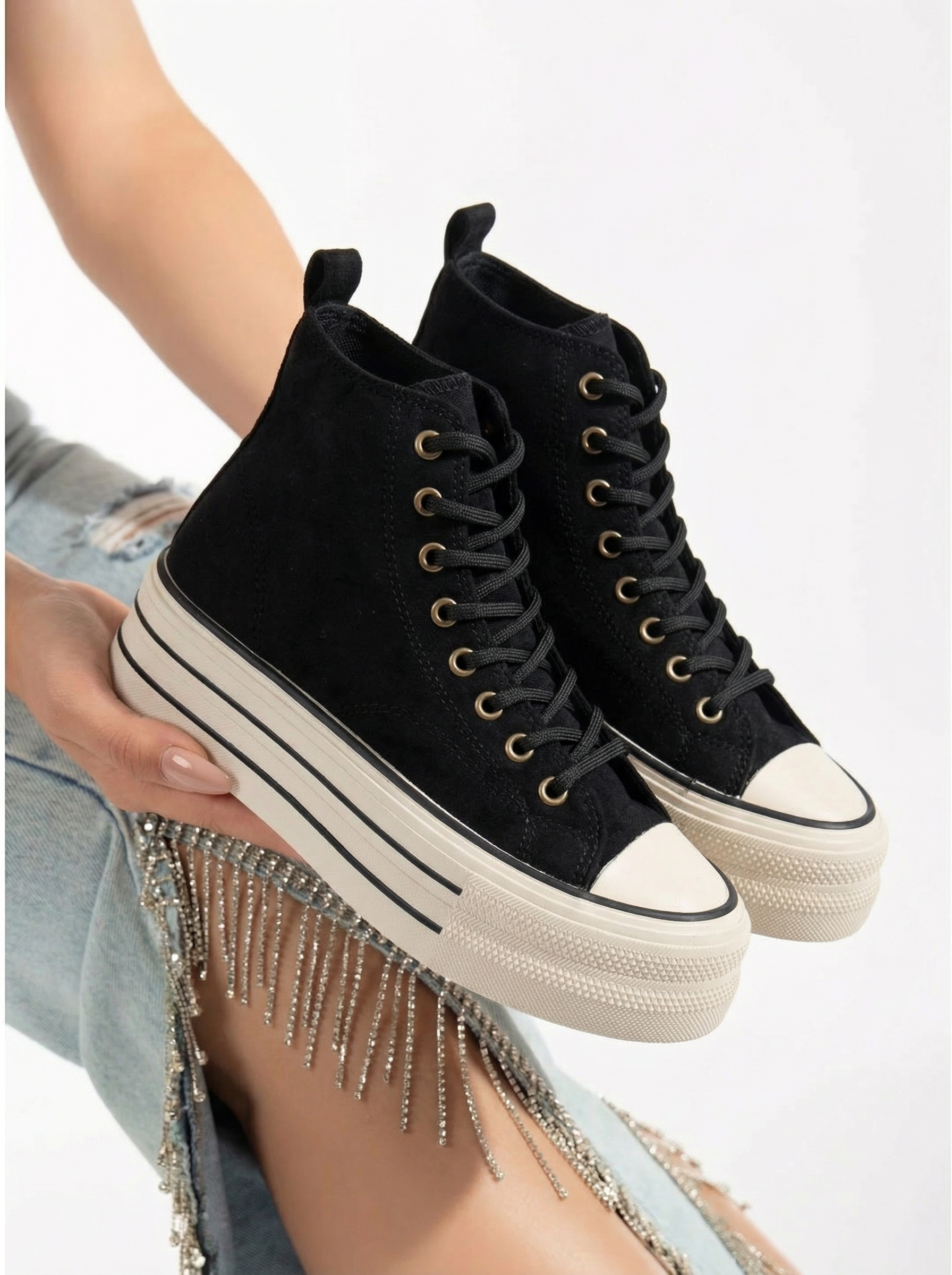 Női sportcipők fekete textil anyagból készült Azura #24677