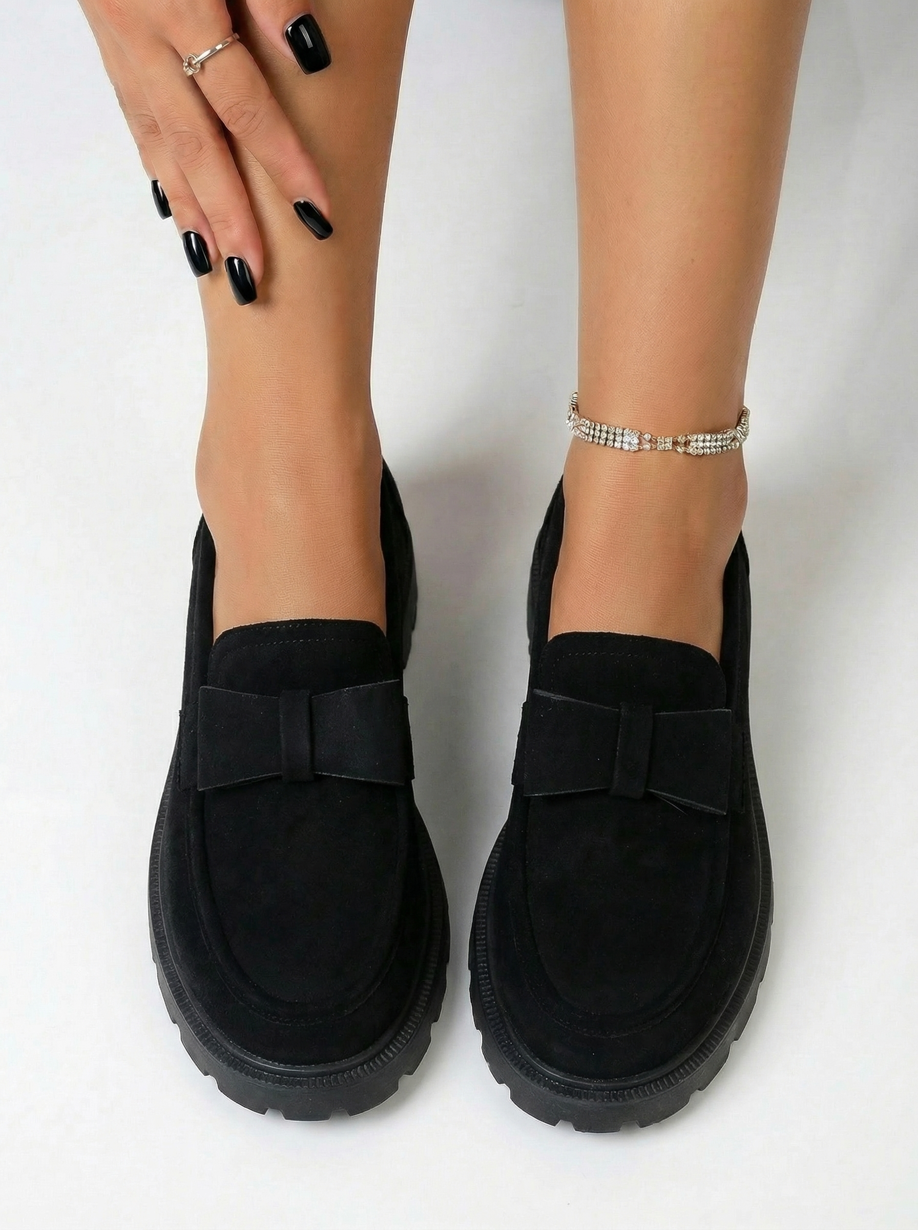 Női alkalmi cipők fekete öko velúrból készült Brielle #24664