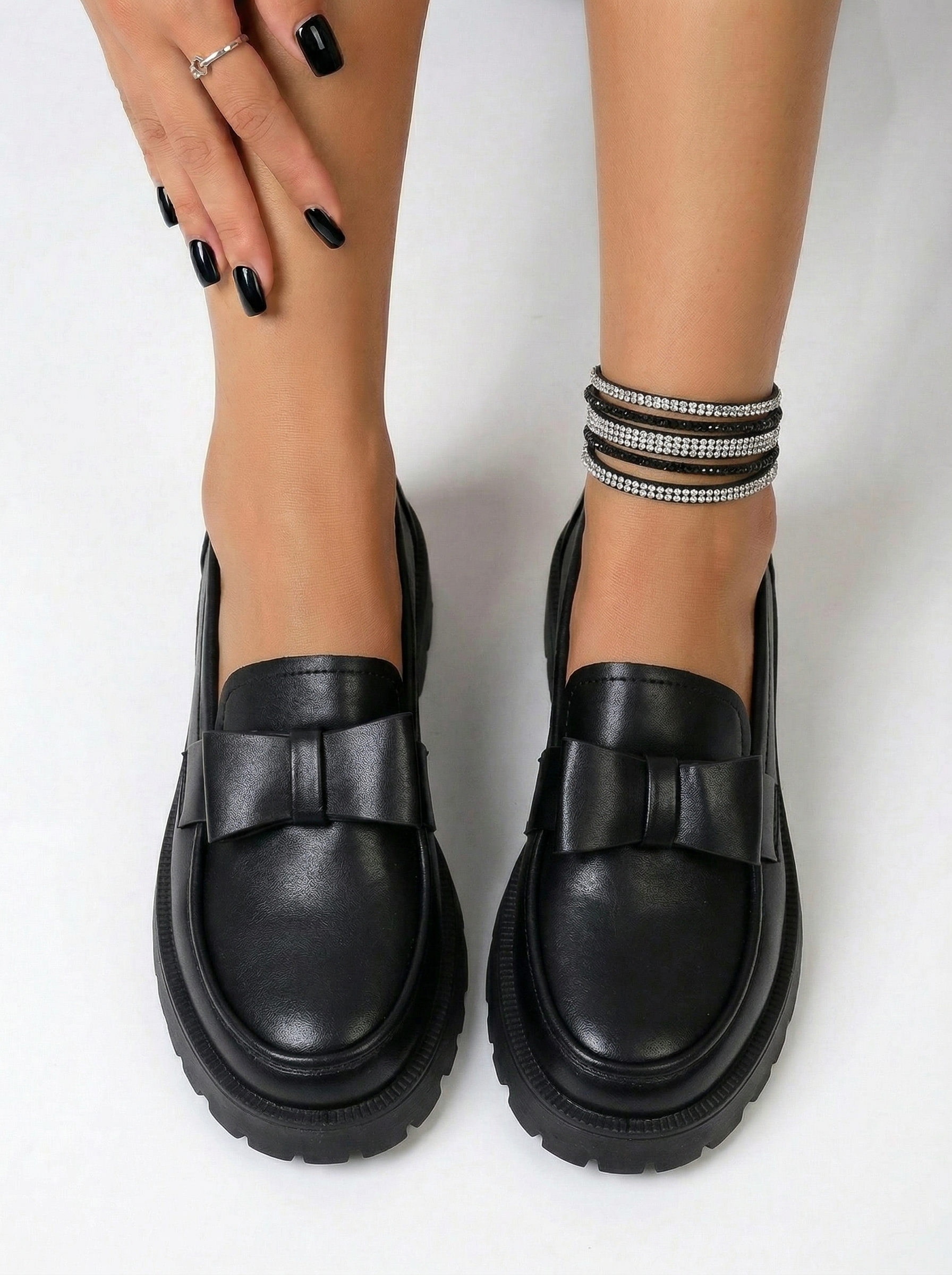 Női alkalmi cipők fekete öko bőrből készült Brielle #24663