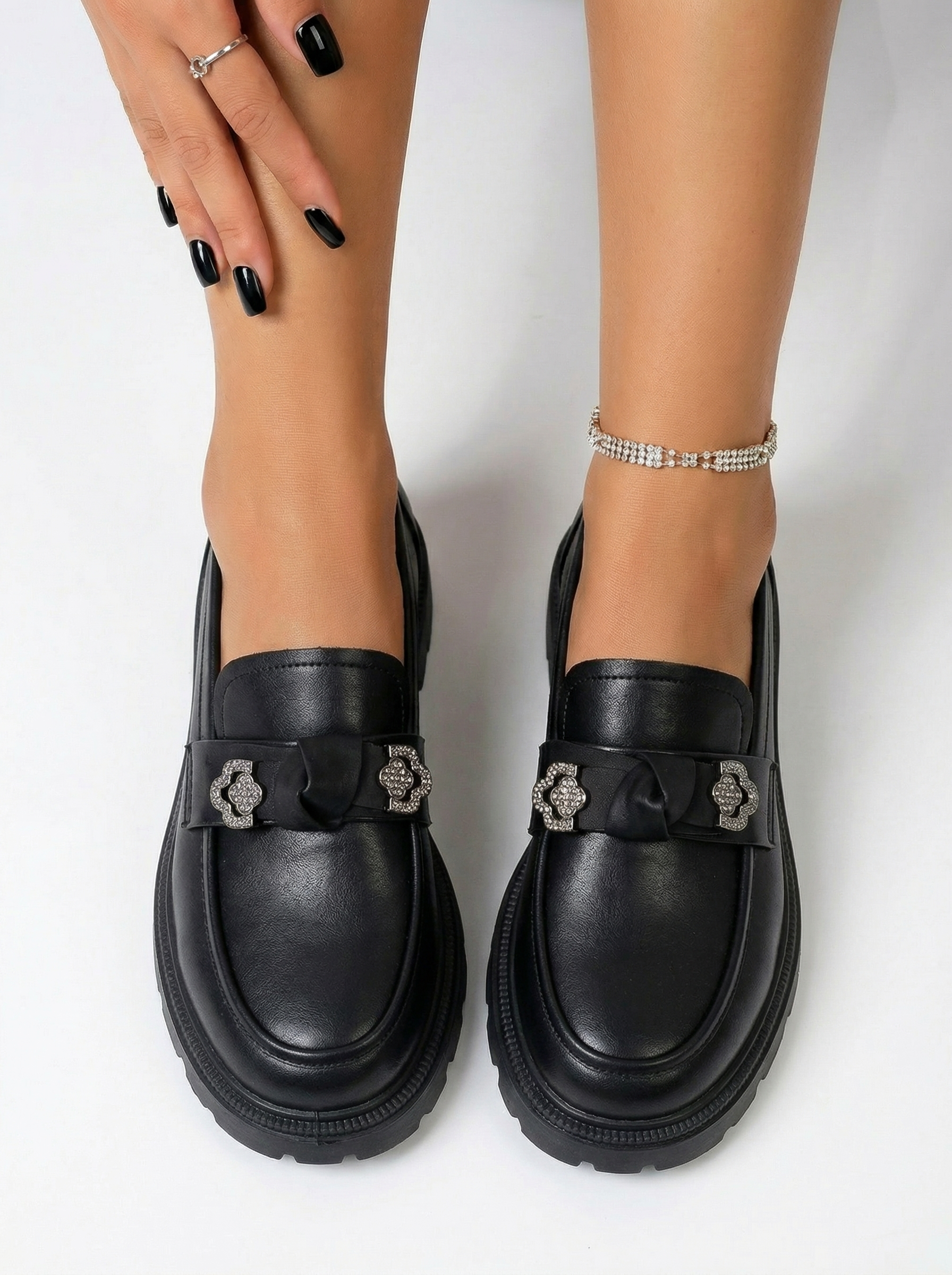 Női alkalmi cipők fekete öko bőrből készült Elaris #24671