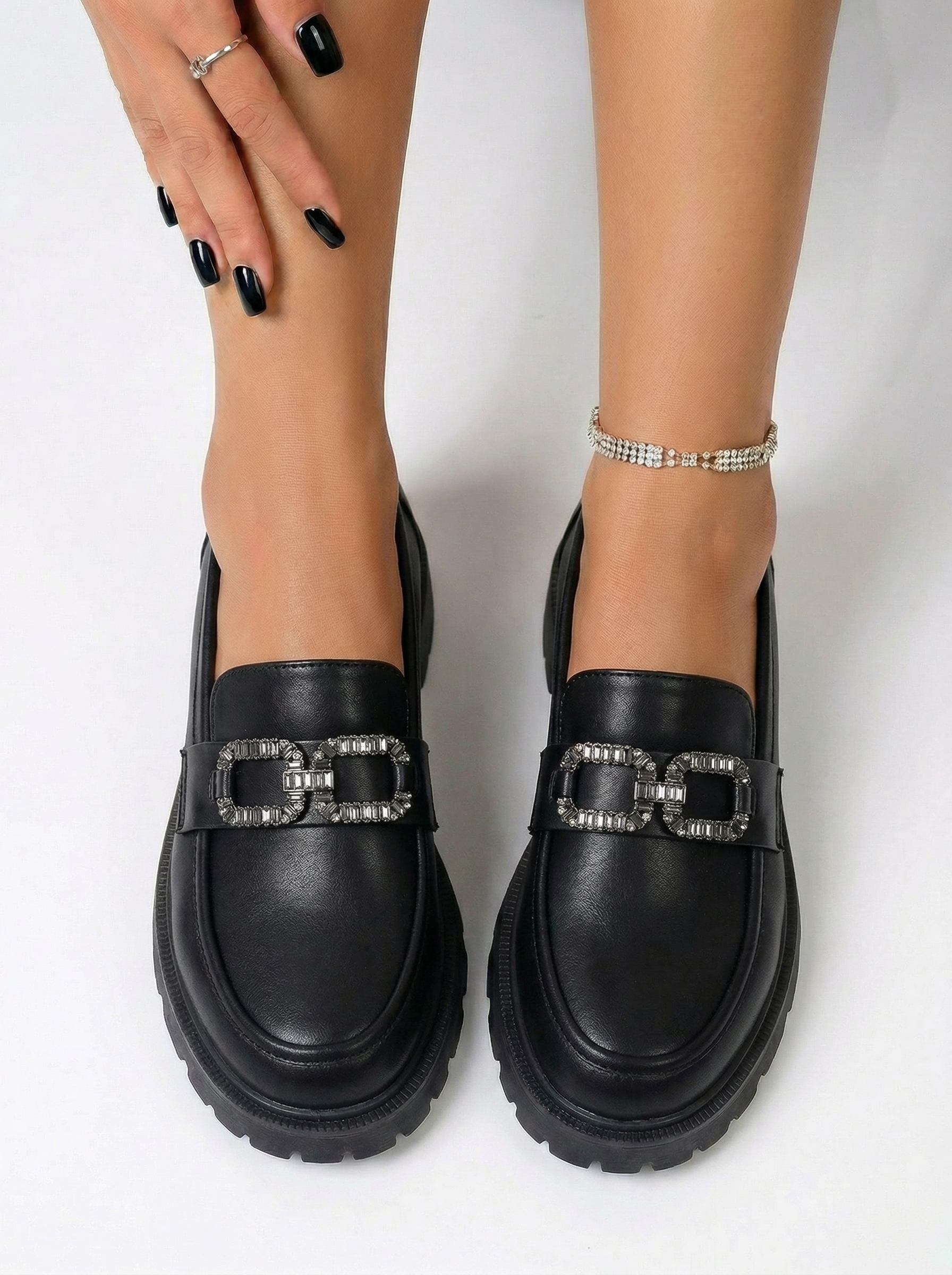 Női alkalmi cipők fekete öko bőrből készült Zafira #24668