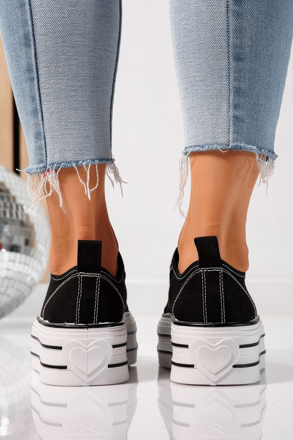 Fekete női tornacipő textil Sophia #24727