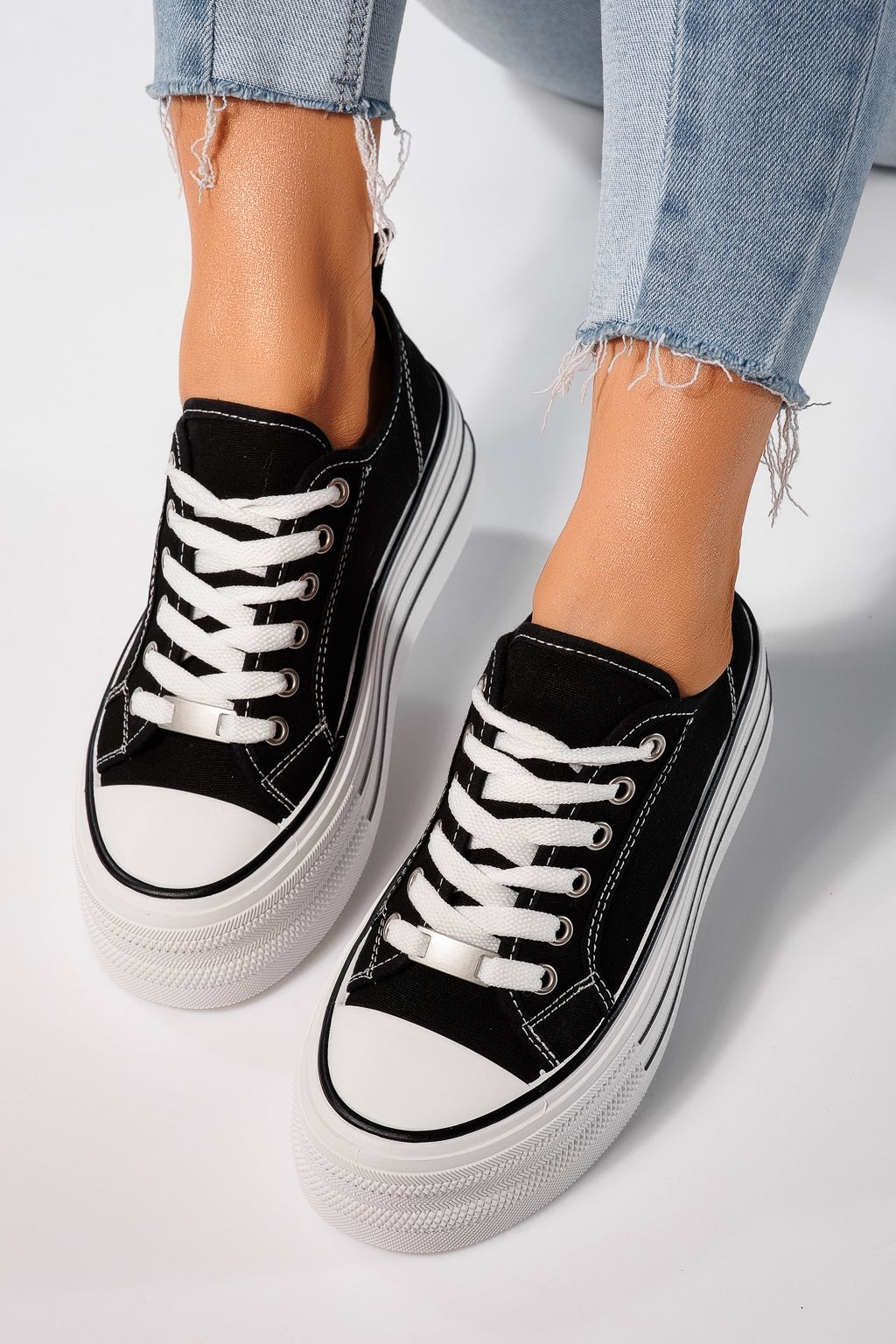 Fekete női tornacipő textil Sophia #24727