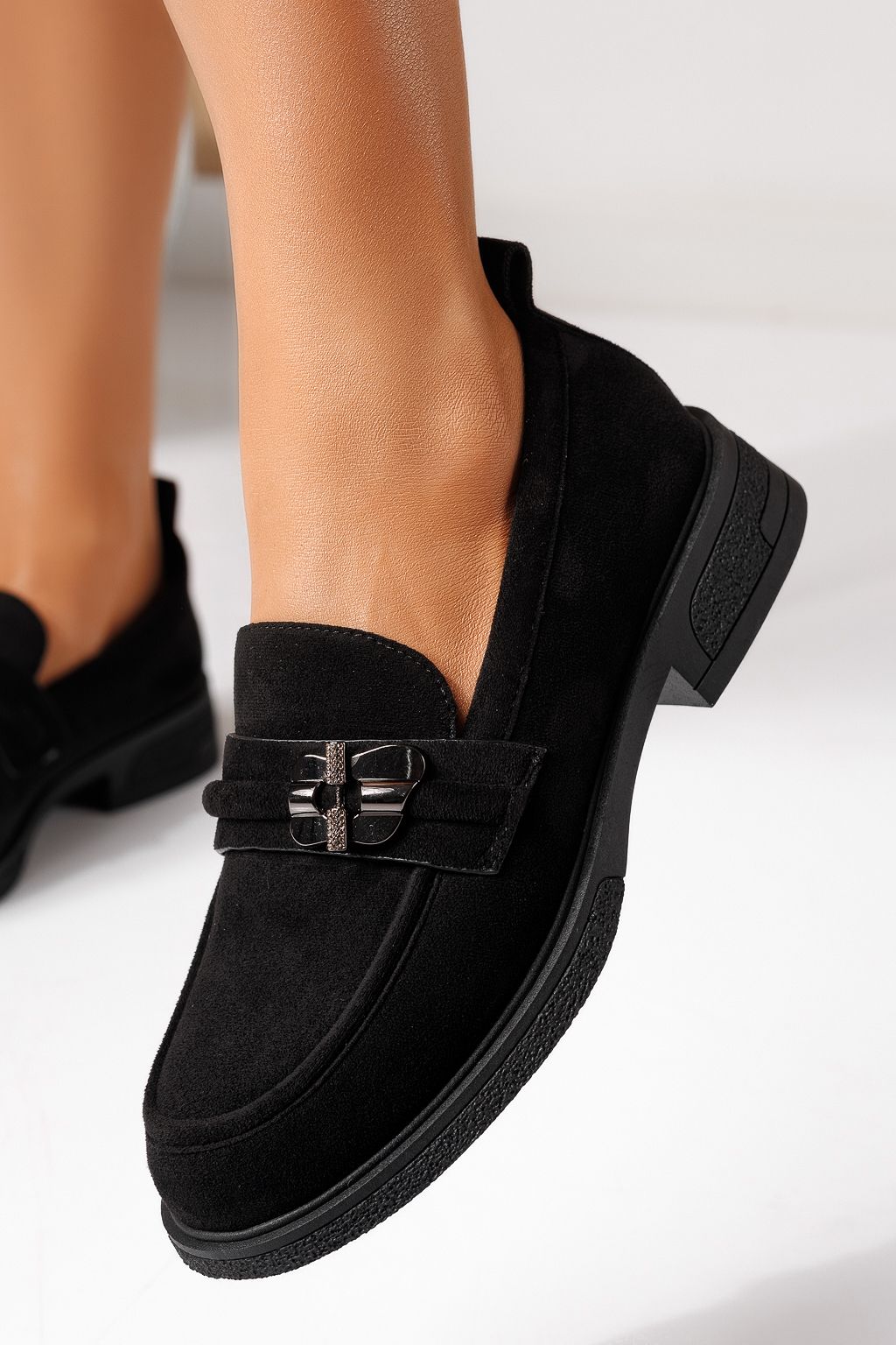 Női alkalmi cipők fekete öko velúrból készült Calista #24895