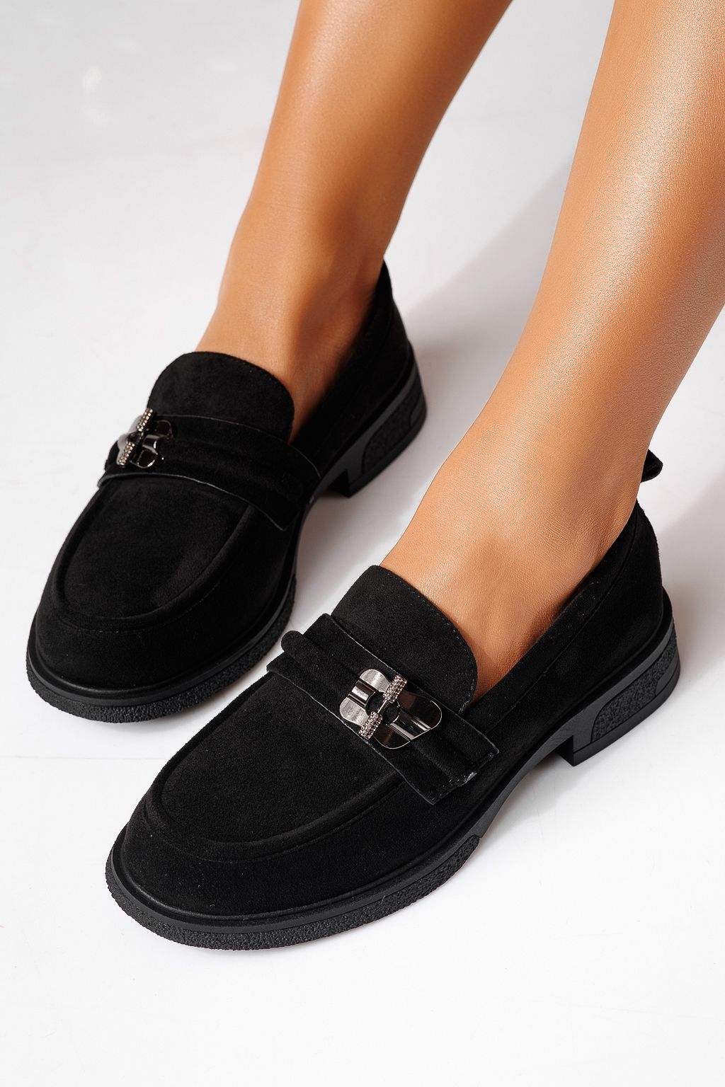 Női alkalmi cipők fekete öko velúrból készült Calista #24895