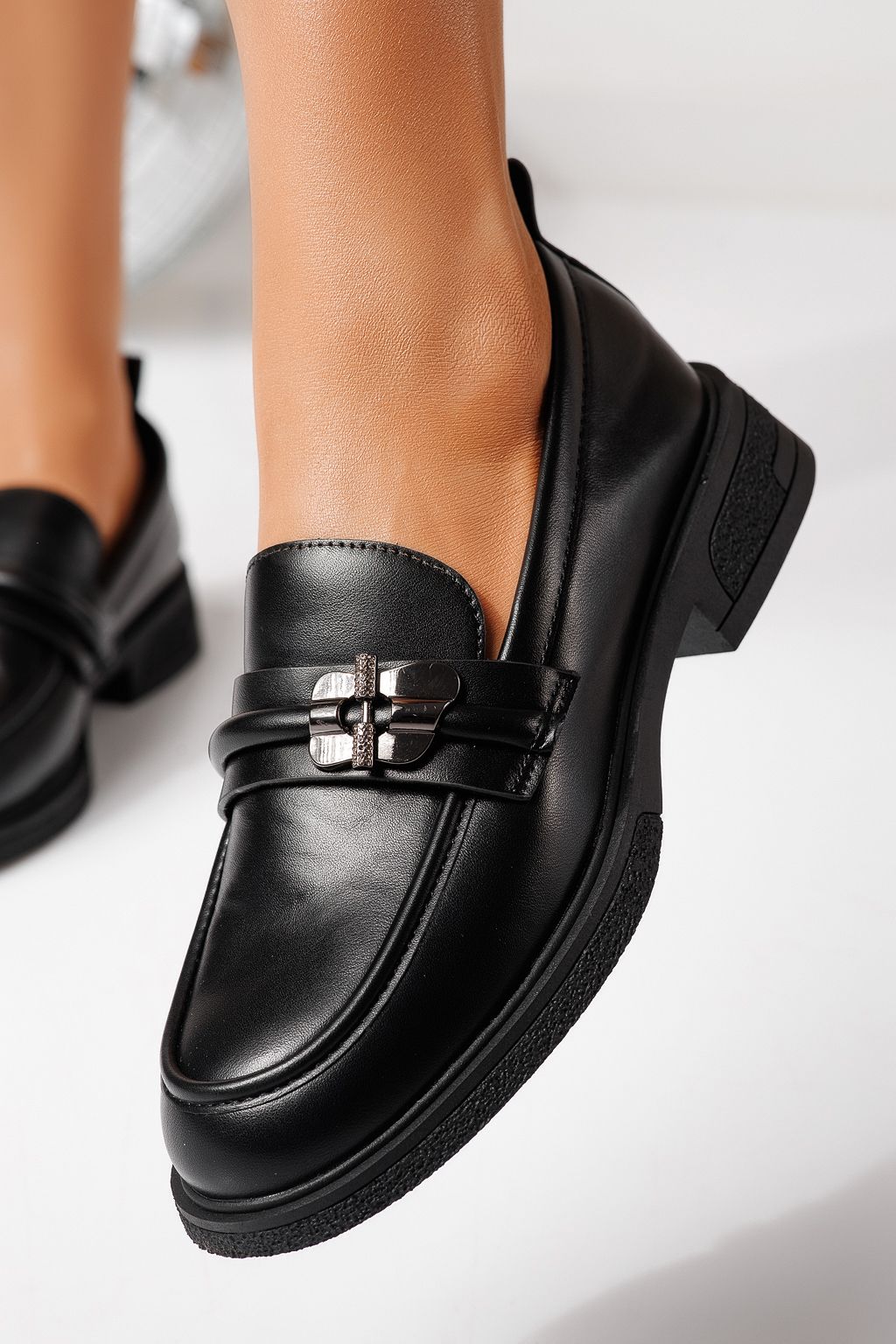 Női alkalmi cipők fekete öko bőrből készült Calista #24897