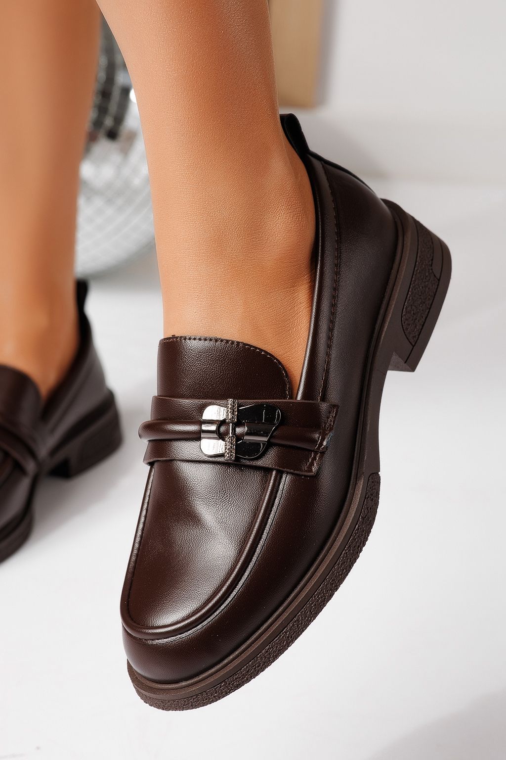 Női alkalmi cipők barna öko bőrből készült Calista #24896