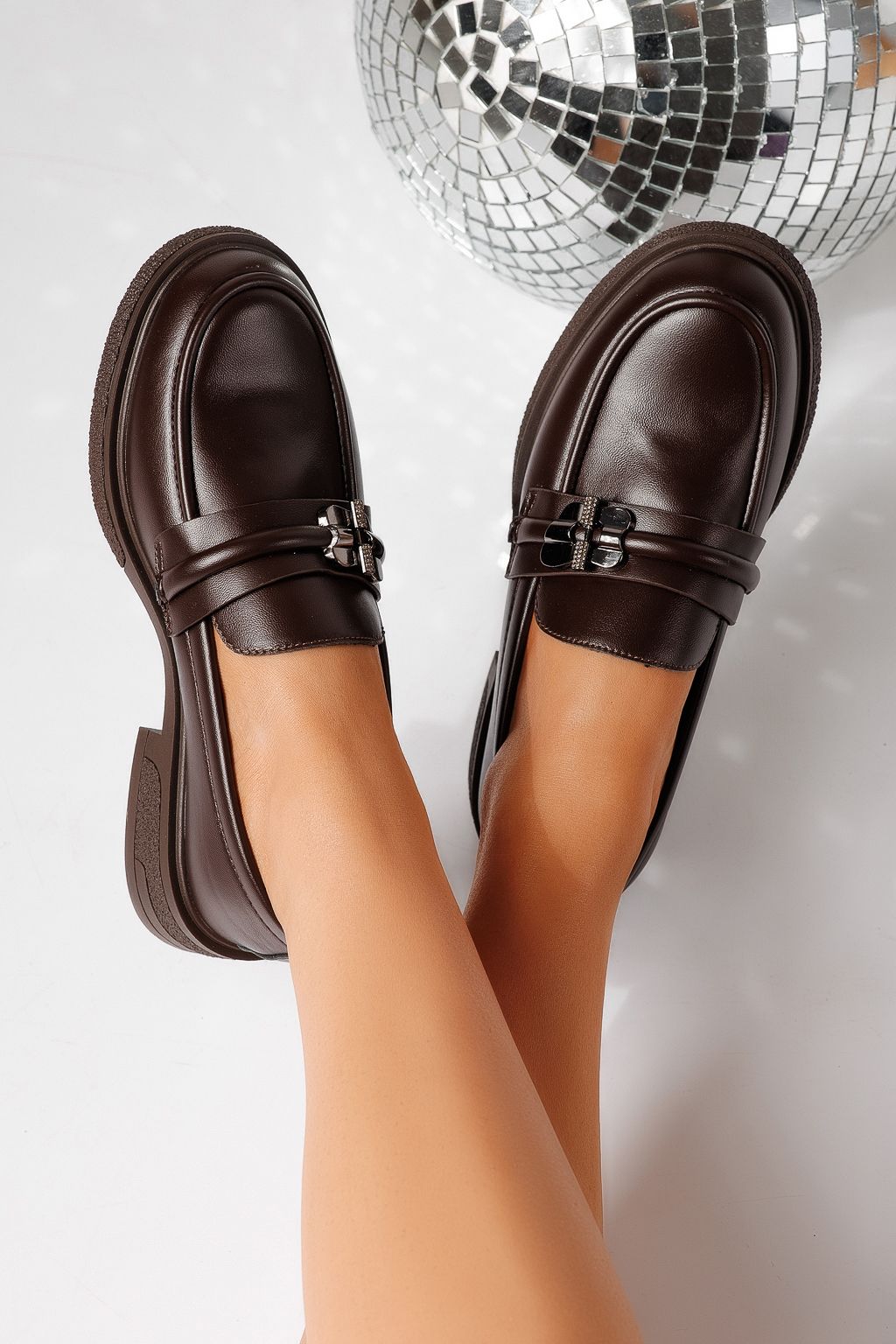 Női alkalmi cipők barna öko bőrből készült Calista #24896