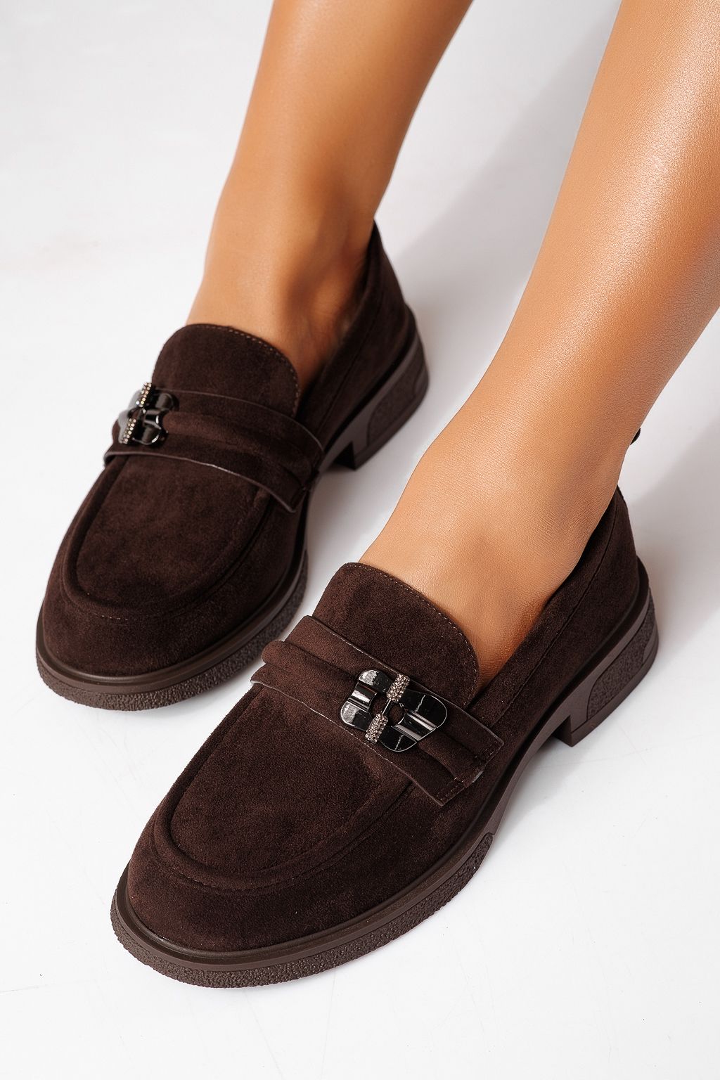 Női alkalmi cipők barna öko velúrból készült Calista #24899