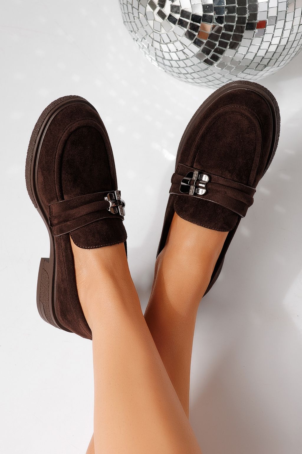 Női alkalmi cipők barna öko velúrból készült Calista #24899