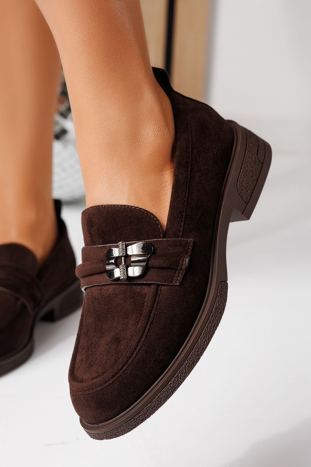 Női alkalmi cipők barna öko velúrból készült Calista #24899