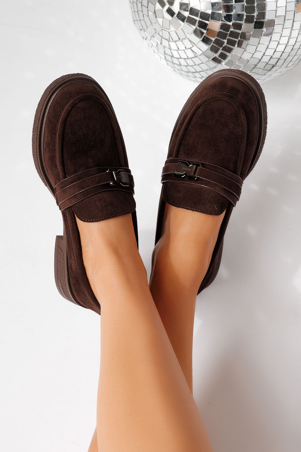 Női alkalmi cipők barna öko velúrból készült Cassia #24900