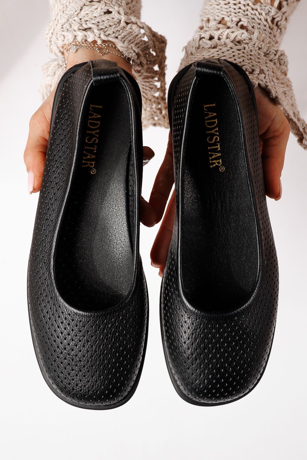 Női balettcipők fekete öko bőrből készült Amaya #24880