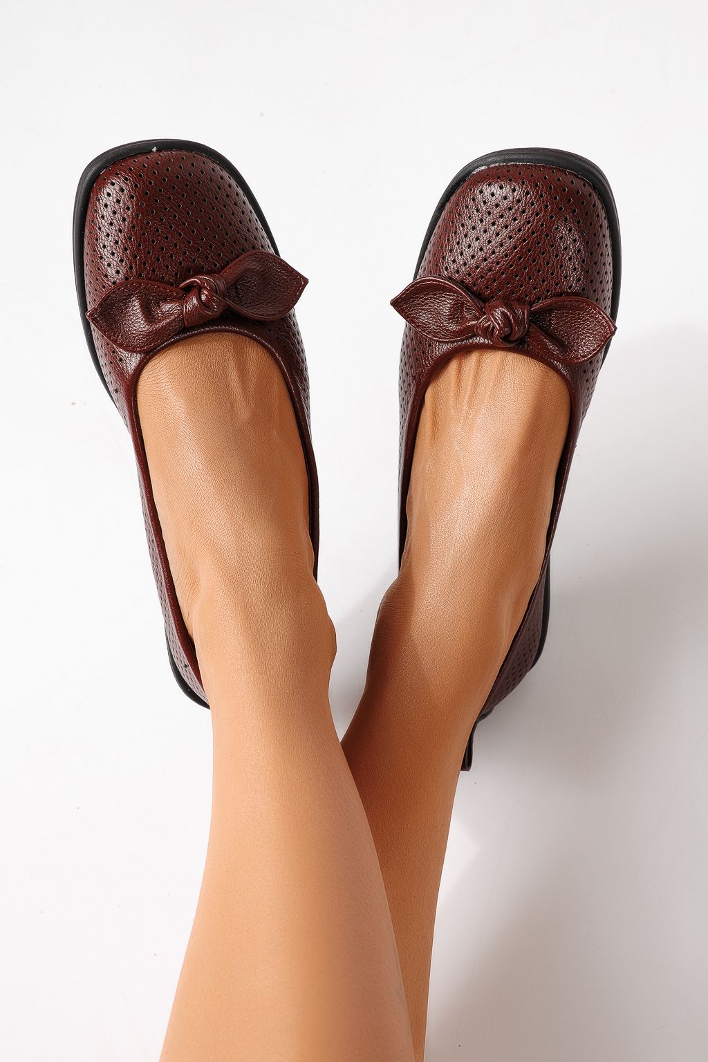 Női balettcipők bordo öko bőrből készült Amaris #24877