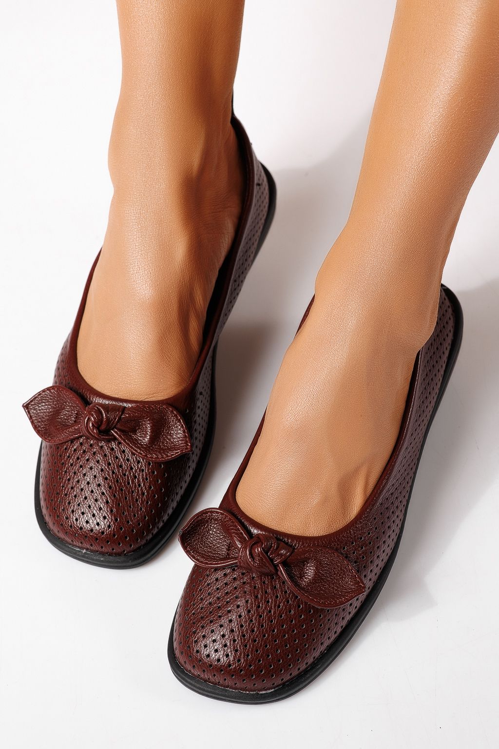 Női balettcipők bordo öko bőrből készült Amaris #24877