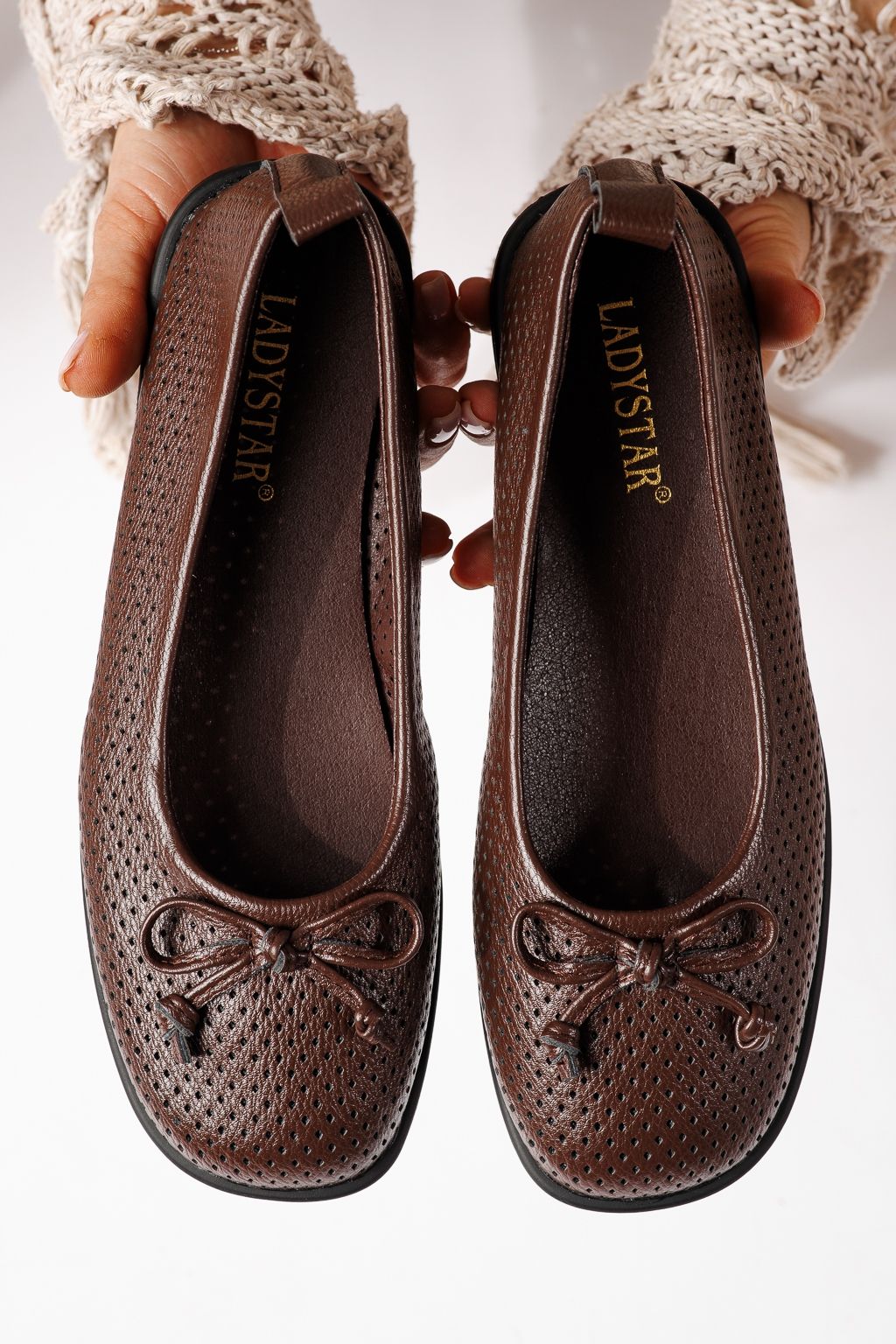 Női balettcipők barna öko bőrből készült Brielle #24885