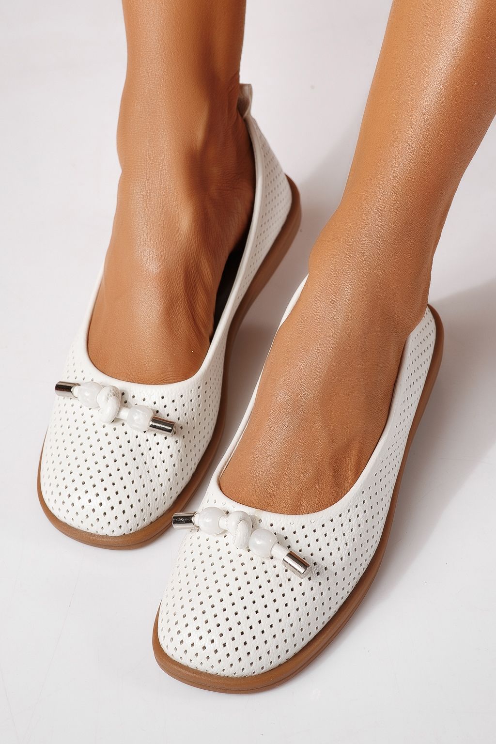 Női balettcipők fehéri öko bőrből készült Aeliana #24873