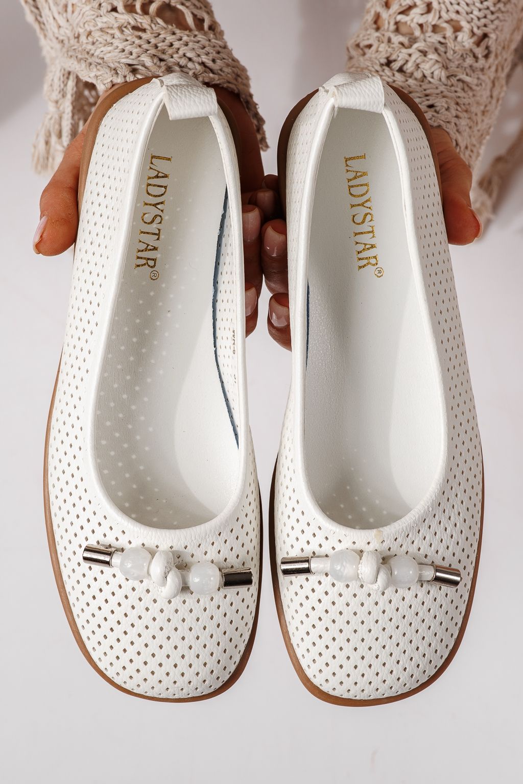 Női balettcipők fehéri öko bőrből készült Aeliana #24873