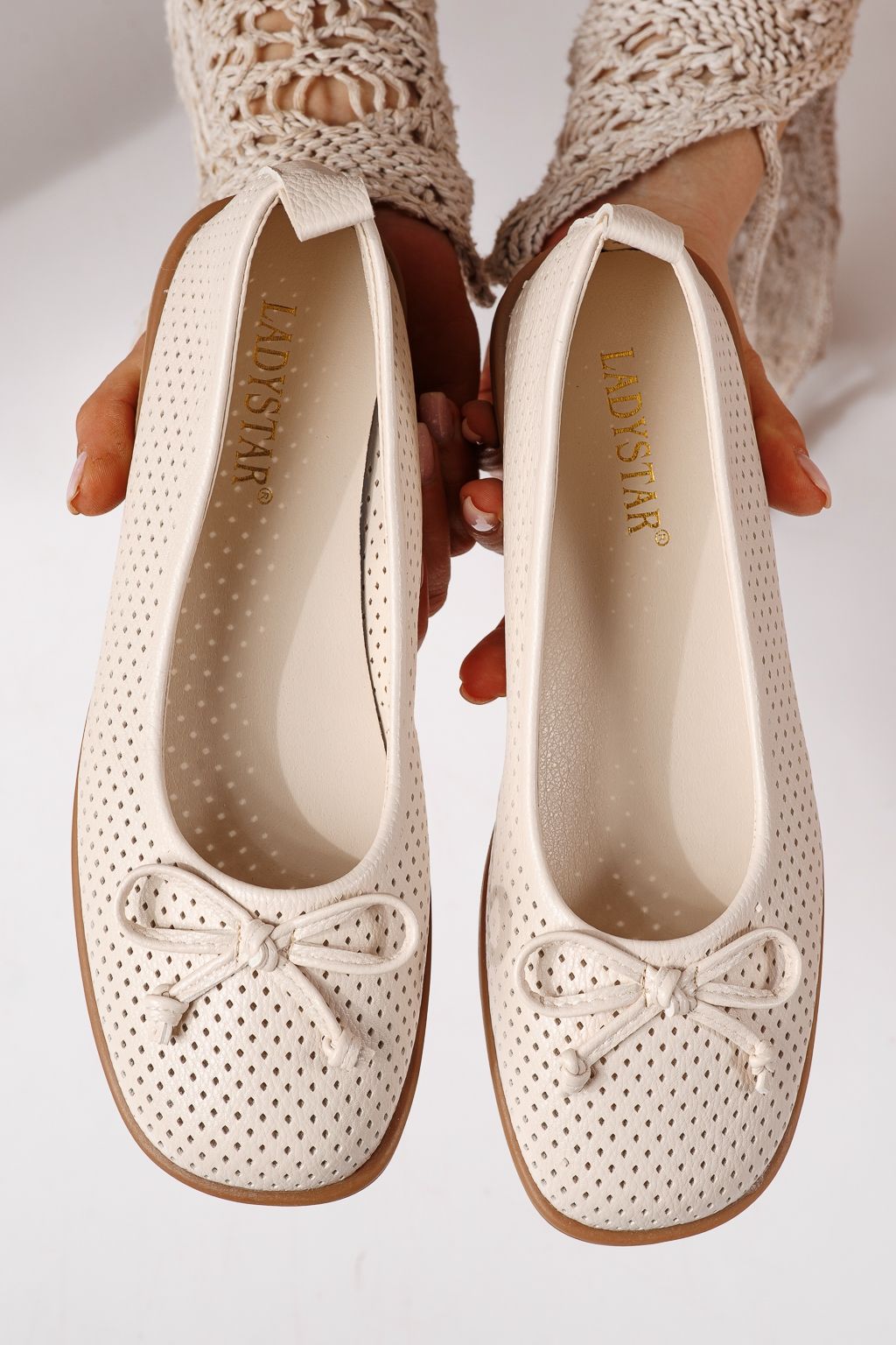 Női balettcipők bézs öko bőrből készült Brielle #24886