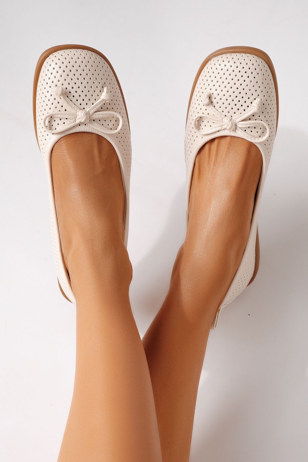 Női balettcipők bézs öko bőrből készült Brielle #24886