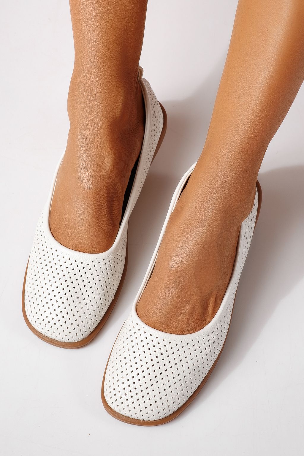 Női balettcipők fehéri öko bőrből készült Amaya #24882