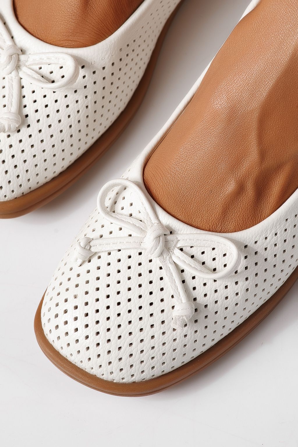 Női balettcipők fehéri öko bőrből készült Brielle #24888