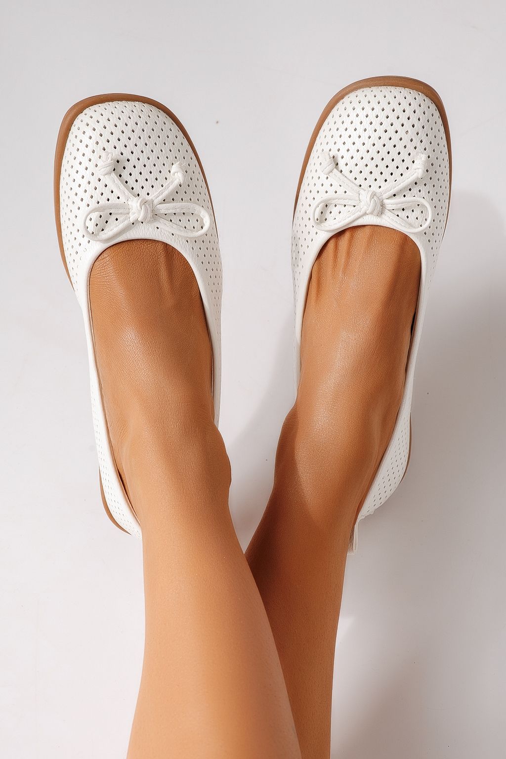 Női balettcipők fehéri öko bőrből készült Brielle #24888