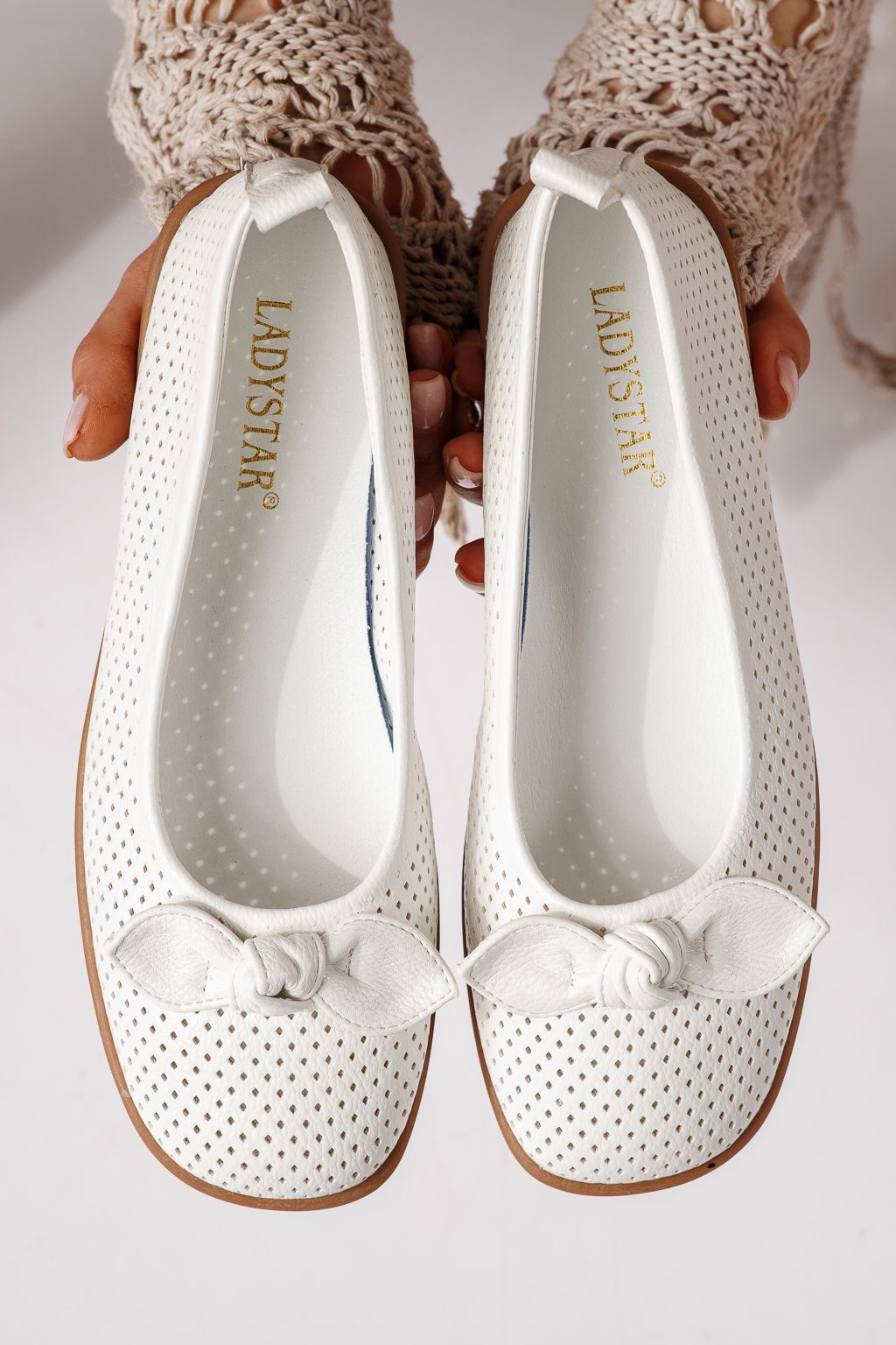 Női balettcipők fehéri öko bőrből készült Amaris #24876