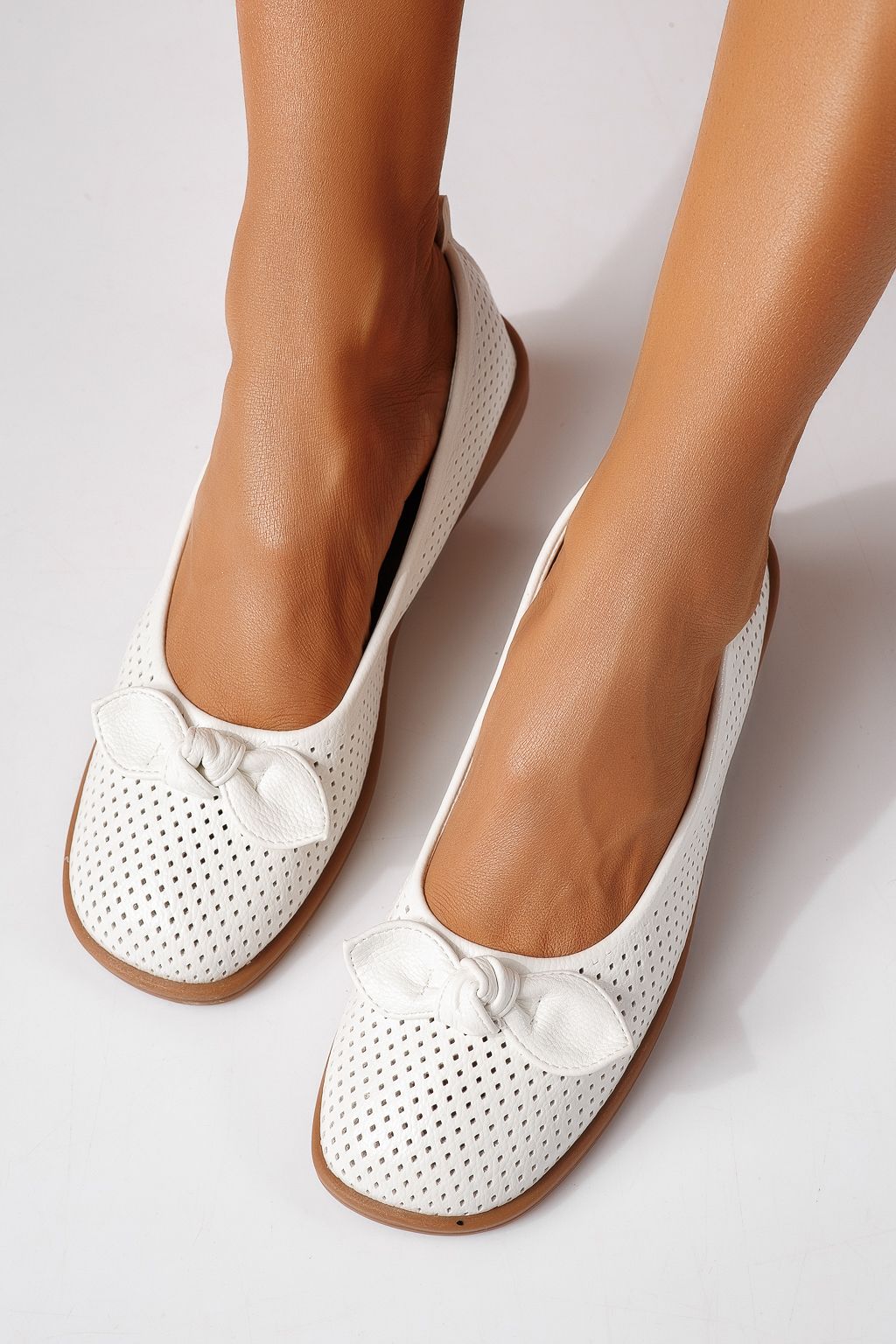 Női balettcipők fehéri öko bőrből készült Amaris #24876
