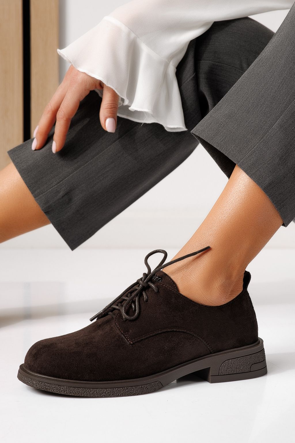 Női alkalmi cipők barna öko velúrból készült Bellamy #24893